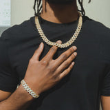 14mm Prong Link Chain + Bracelet Bundle - Gold - Cernucci