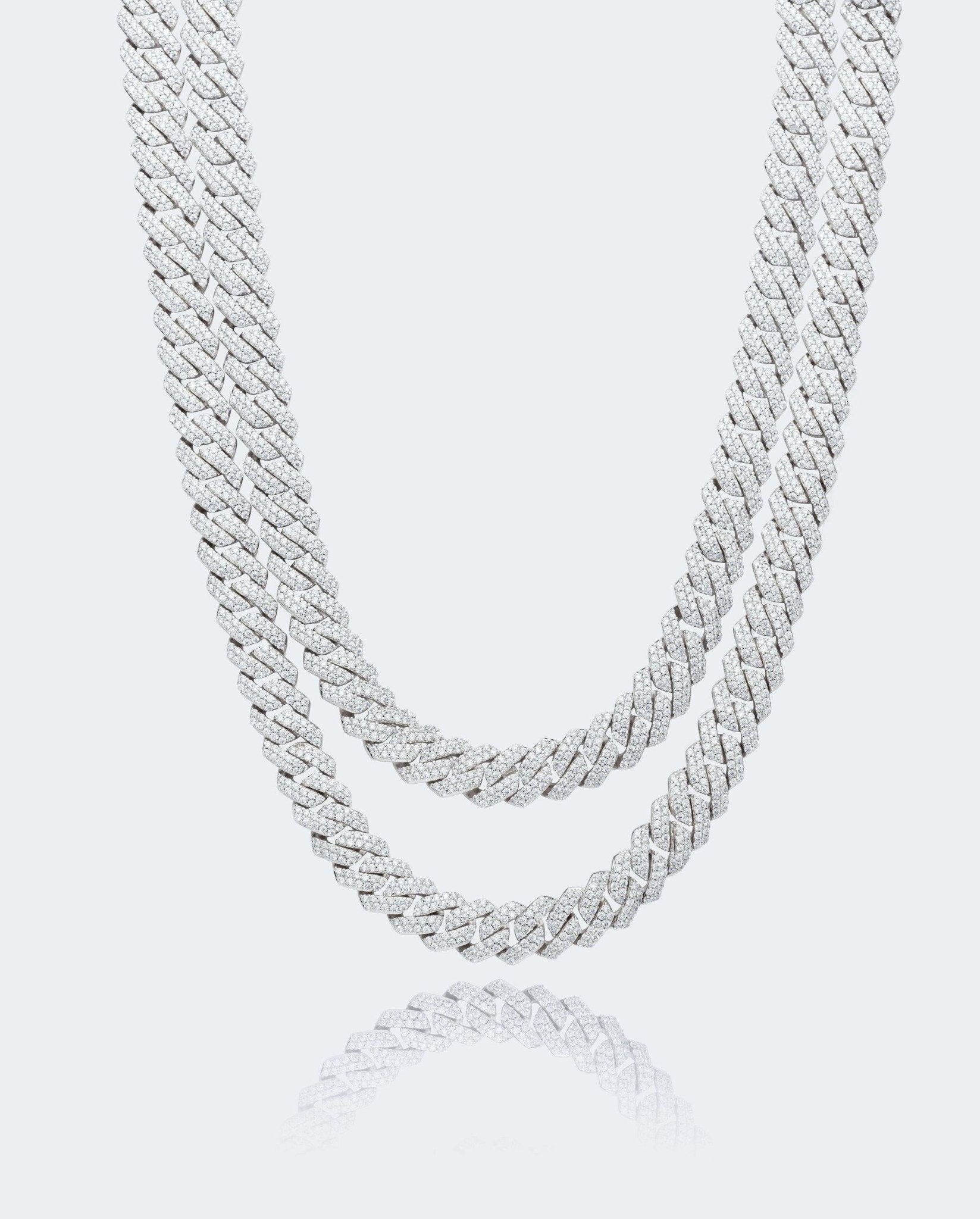 14mm Prong Link Chain Bundle - White Gold - Cernucci