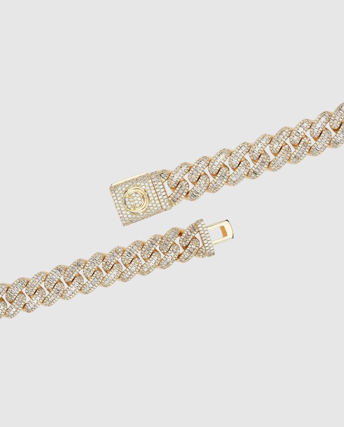 15mm Baguette Cuban Link Bracelet - Gold - Cernucci