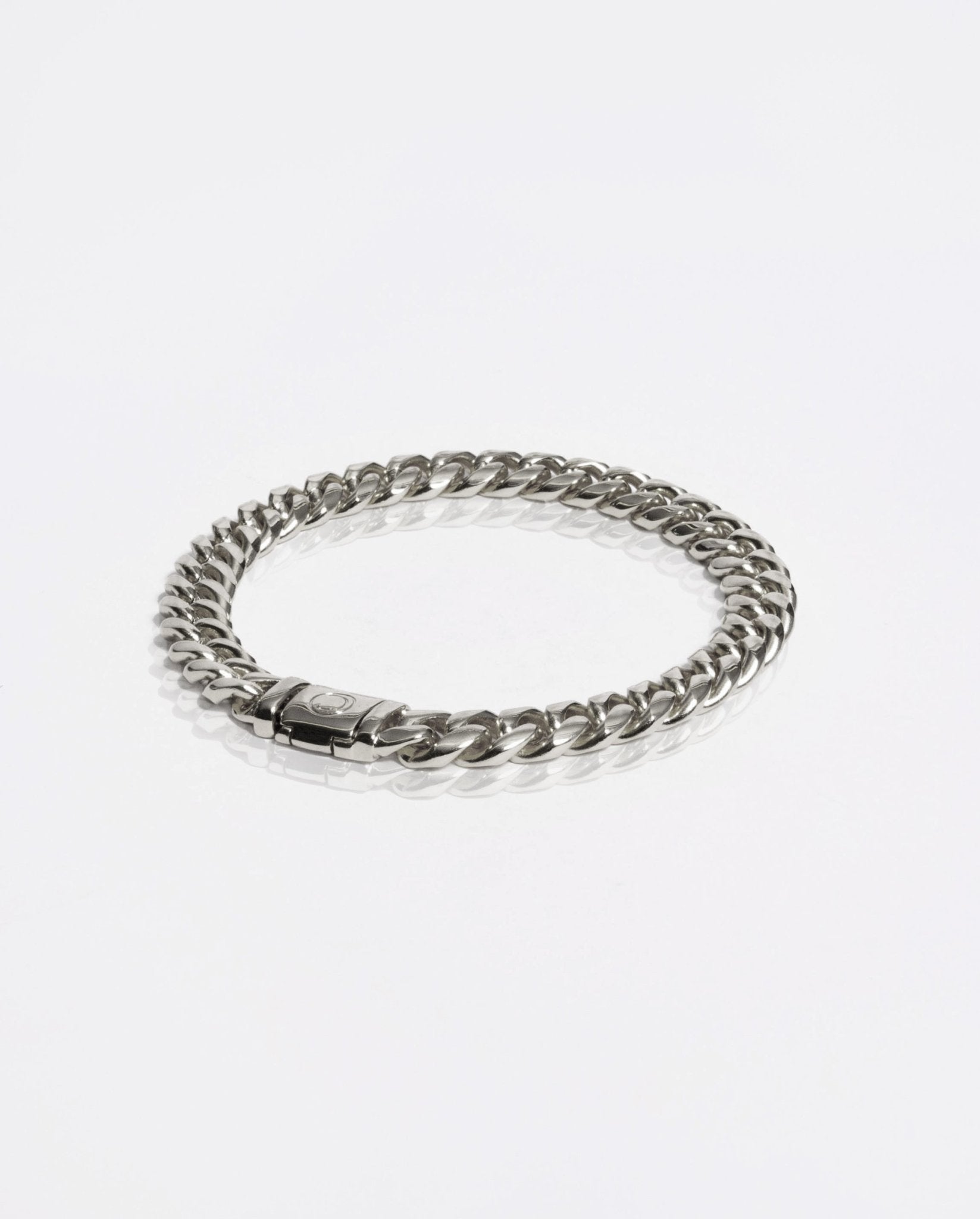 15mm Baguette Cuban Link Bracelet - White Gold - Cernucci