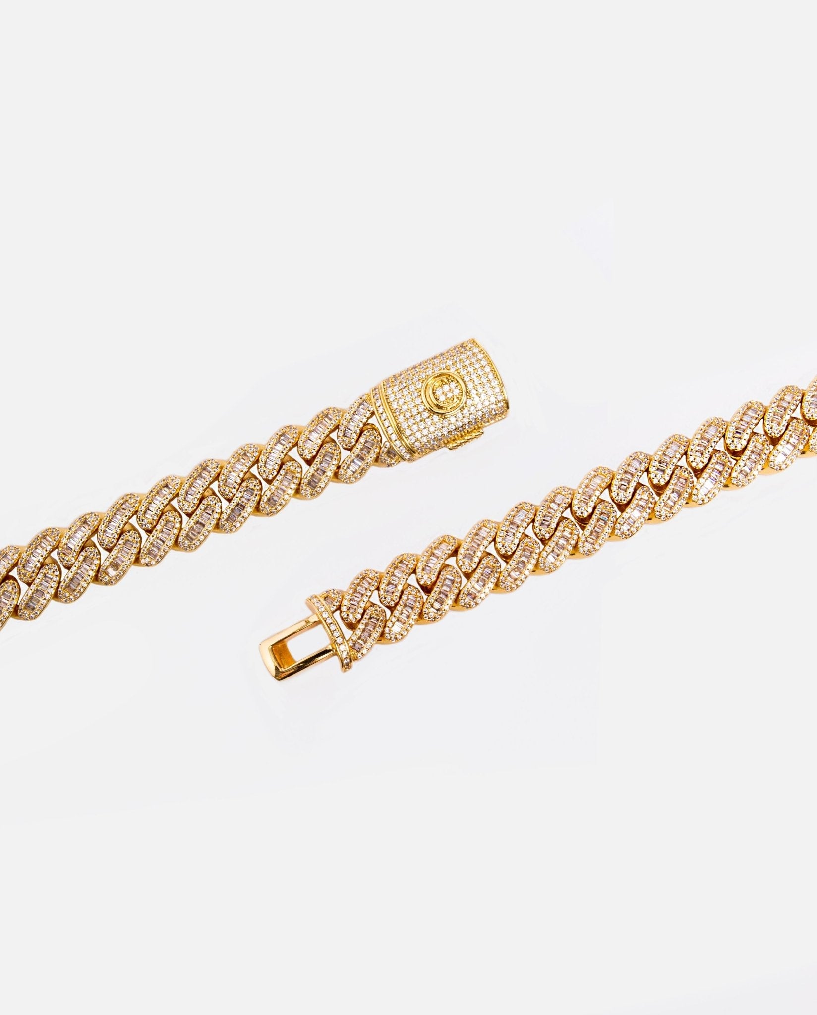 15mm Baguette Cuban Link Chain - Gold - Cernucci