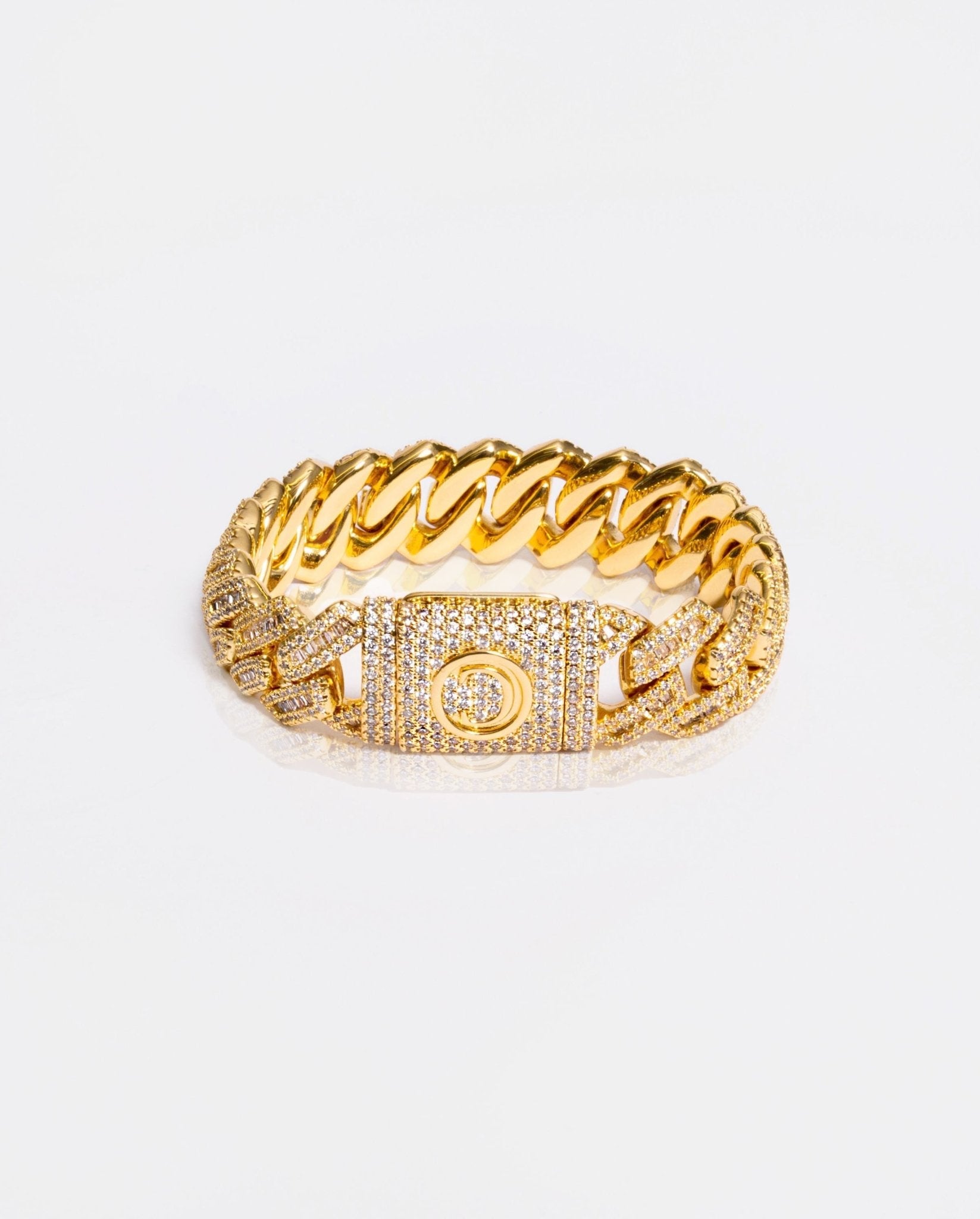15mm Iced Cuban Link Bracelet - Gold - Cernucci