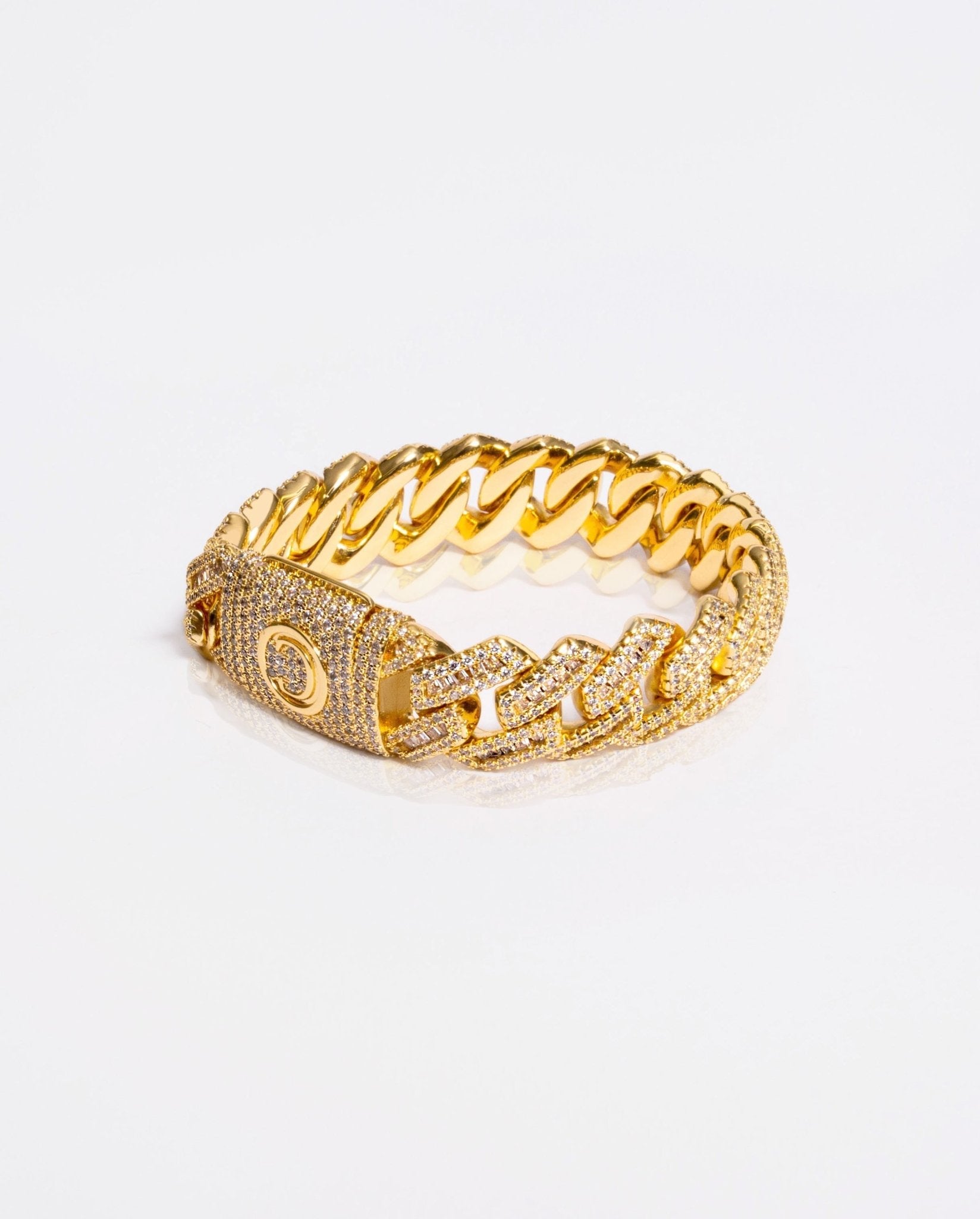 15mm Iced Cuban Link Bracelet - Gold - Cernucci
