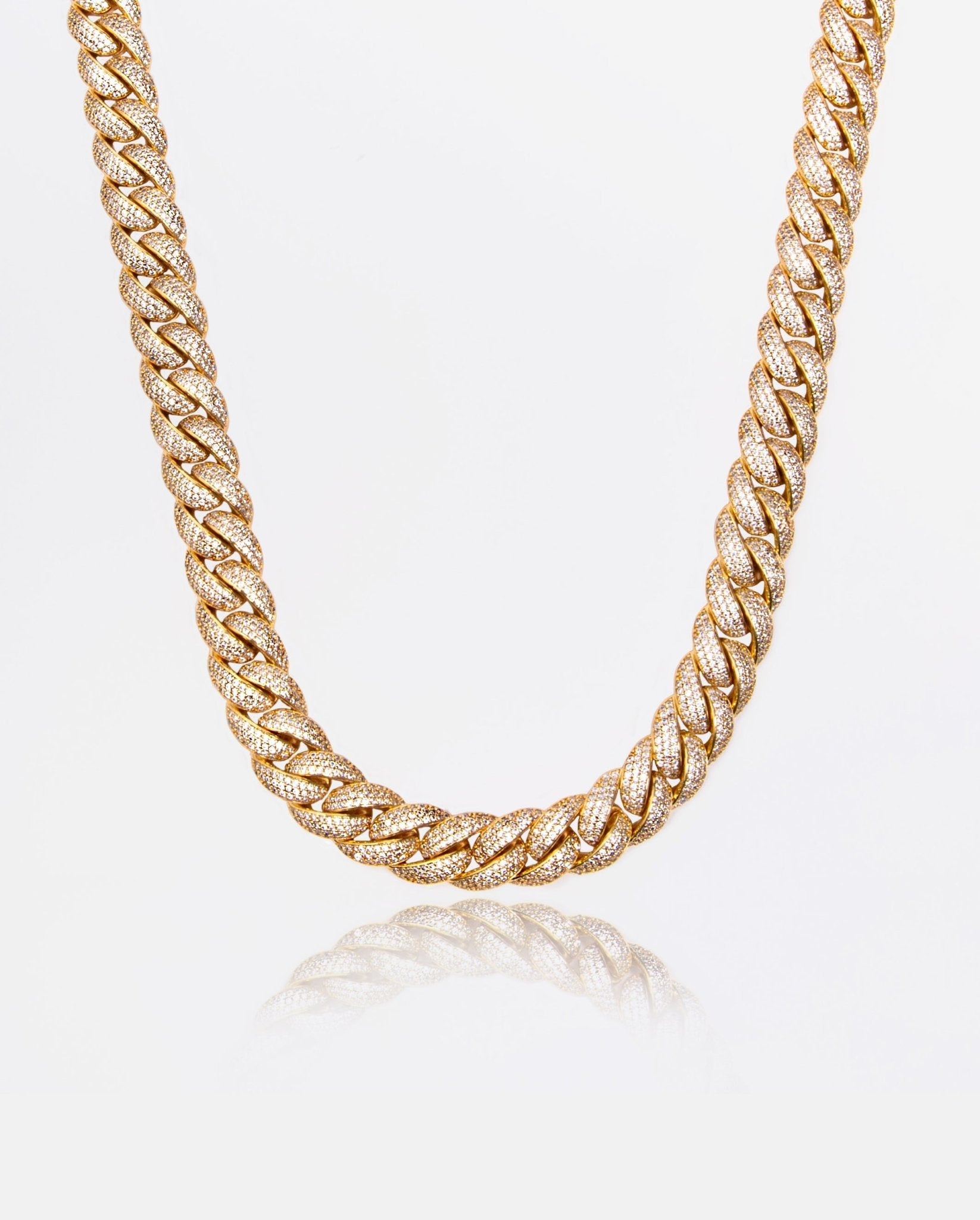 15mm Iced Cuban Link Chain - Gold - Cernucci