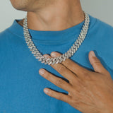 16mm Regular & Baguette Prong Chain - White Gold - Cernucci
