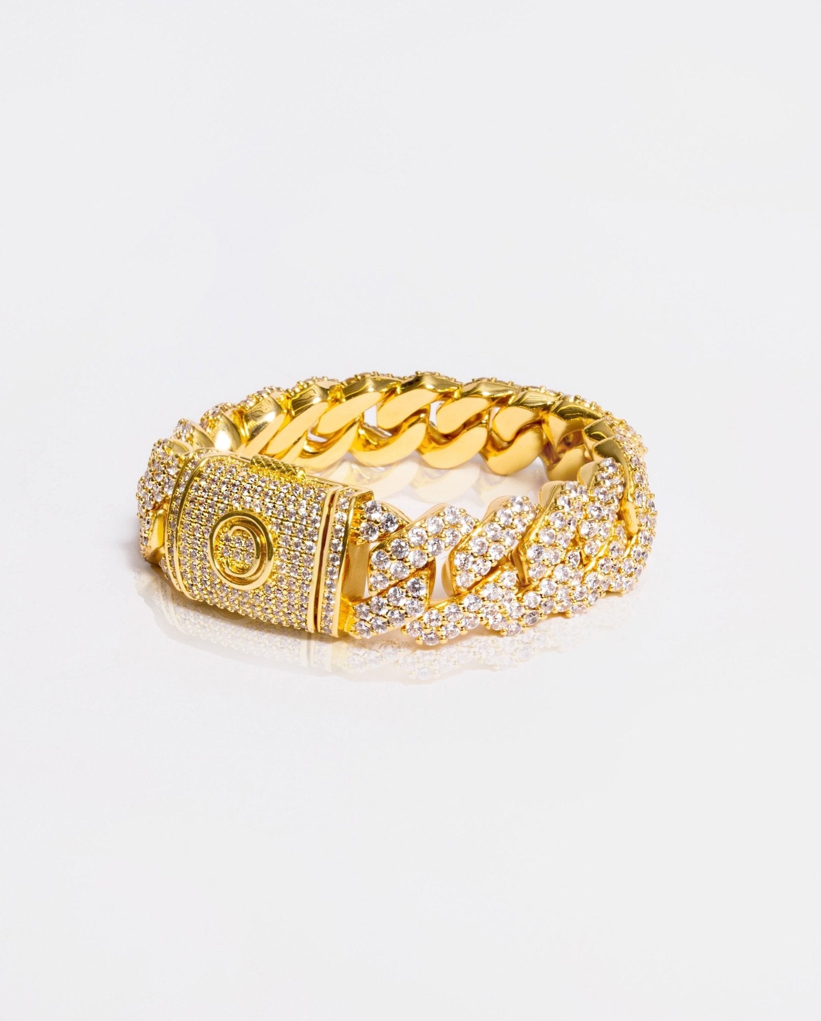 17mm Baguette Prong Link Bracelet - Gold - Cernucci