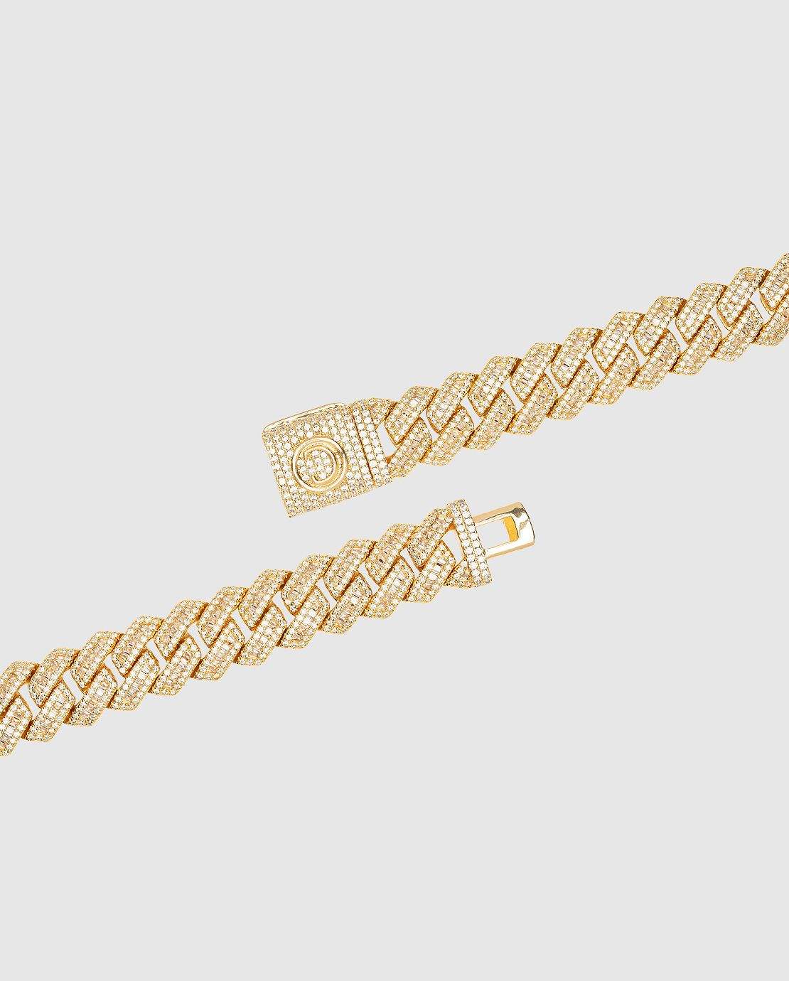17mm Baguette Prong Link Bracelet - Gold - Cernucci