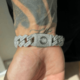 17mm Baguette Prong Link Bracelet - White Gold - Cernucci