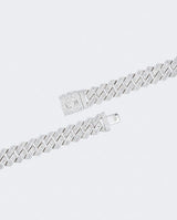17mm Baguette Prong Link Bracelet - White Gold - Cernucci