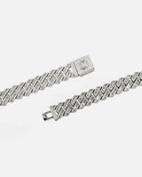 17mm Baguette Prong Link Chain - White Gold - Cernucci