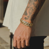 19mm Baguette Prong Link Bracelet - Gold - Cernucci