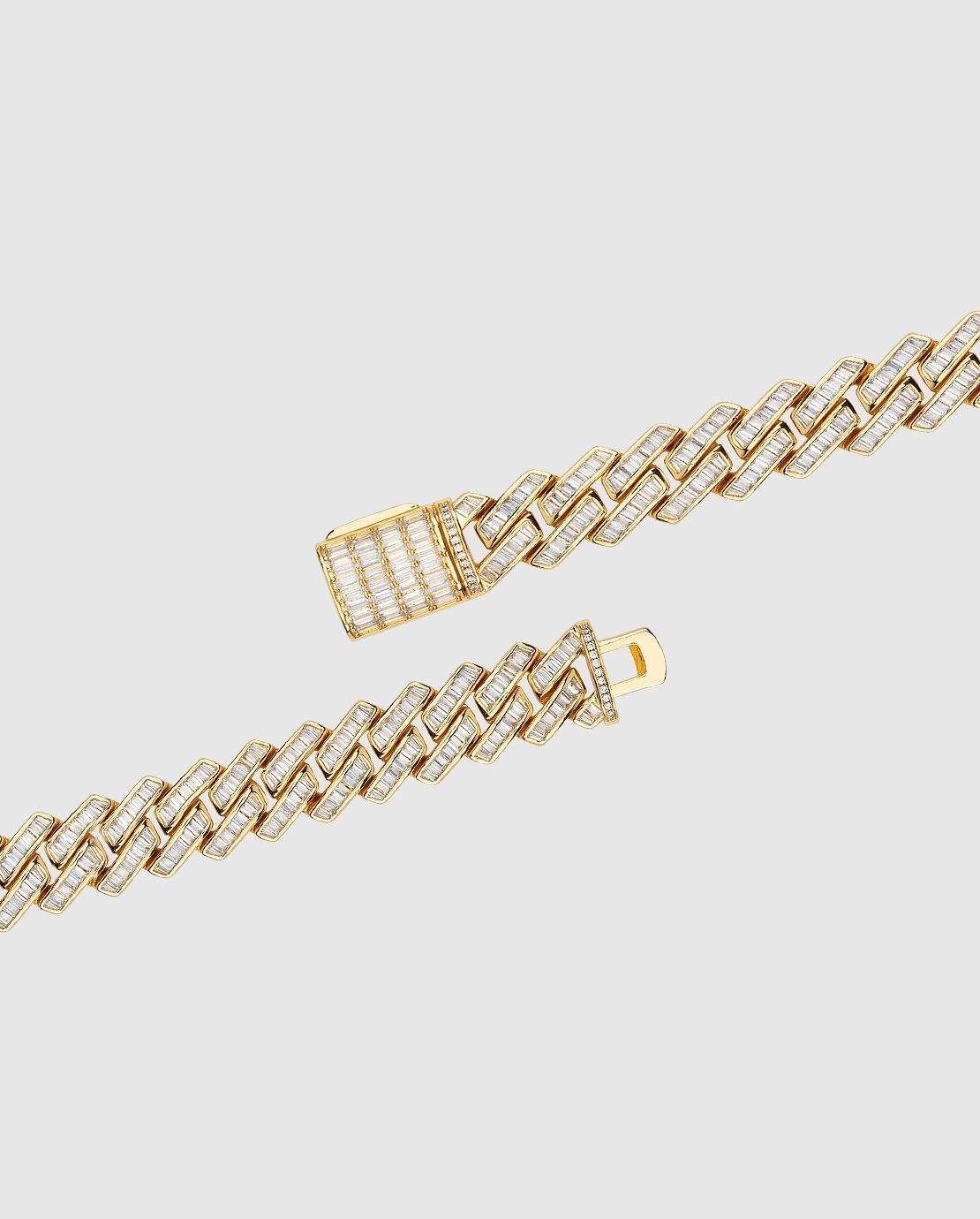 19mm Baguette Prong Link Bracelet - Gold - Cernucci
