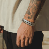 19mm Baguette Prong Link Bracelet - White Gold - Cernucci
