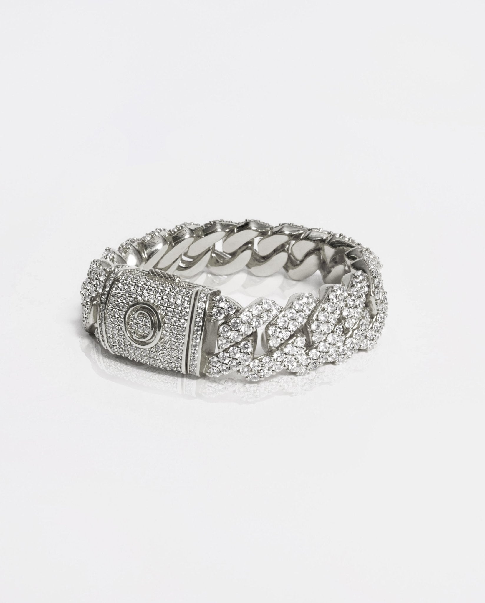 19mm Diamond Prong Link Bracelet - White Gold - Cernucci