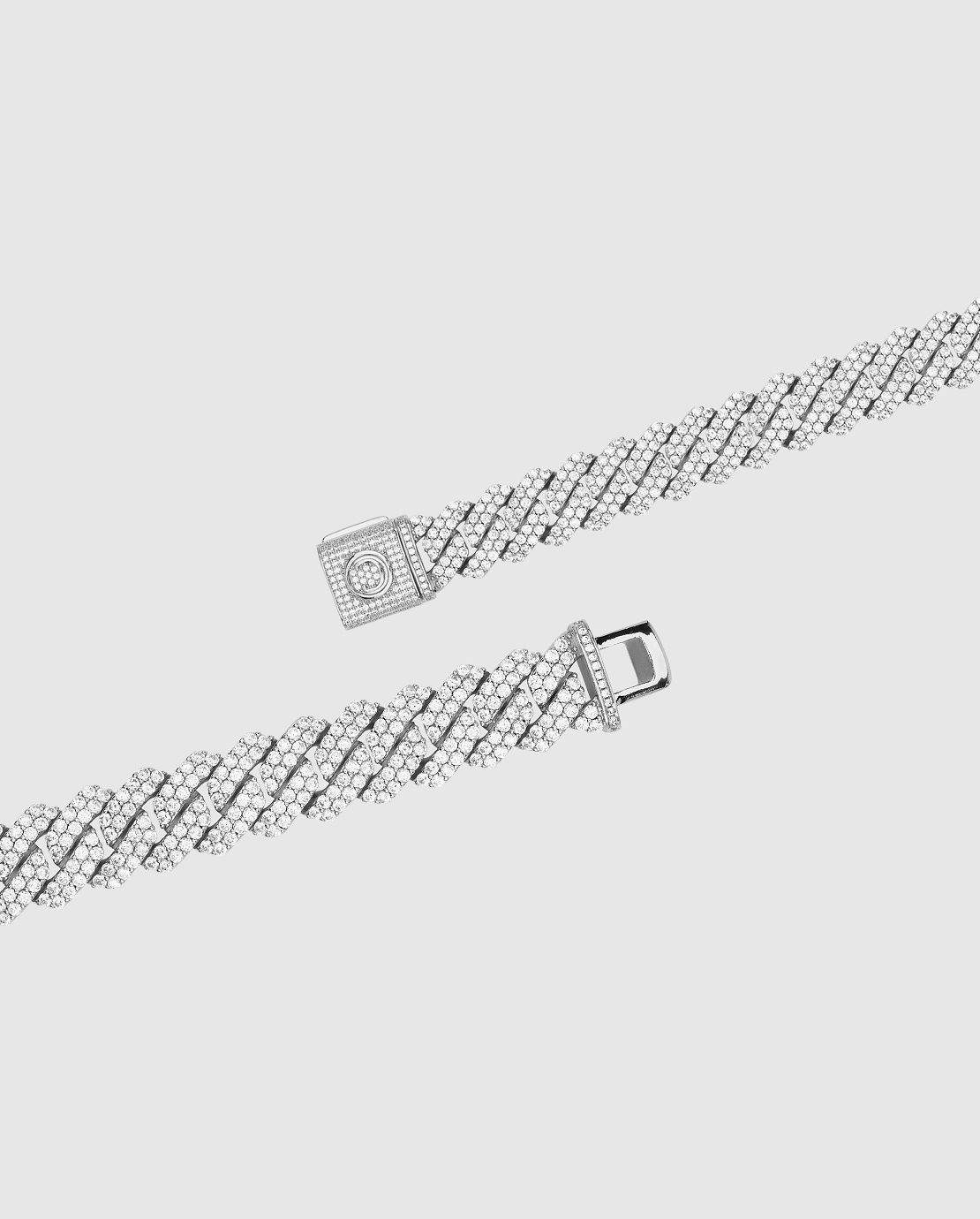 19mm Diamond Prong Link Bracelet - White Gold - Cernucci