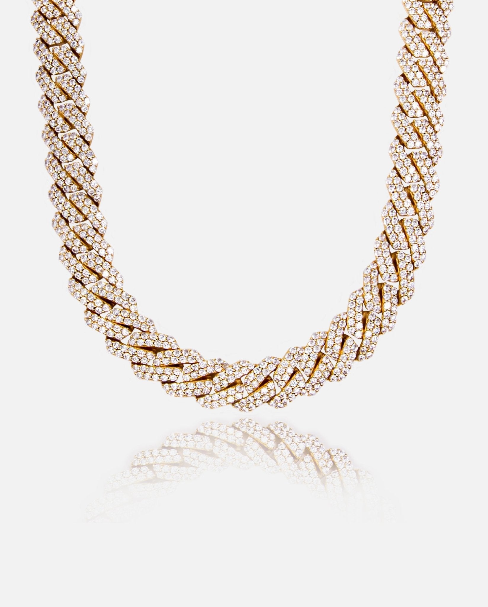 19mm Diamond Prong Link Chain - Gold - Cernucci