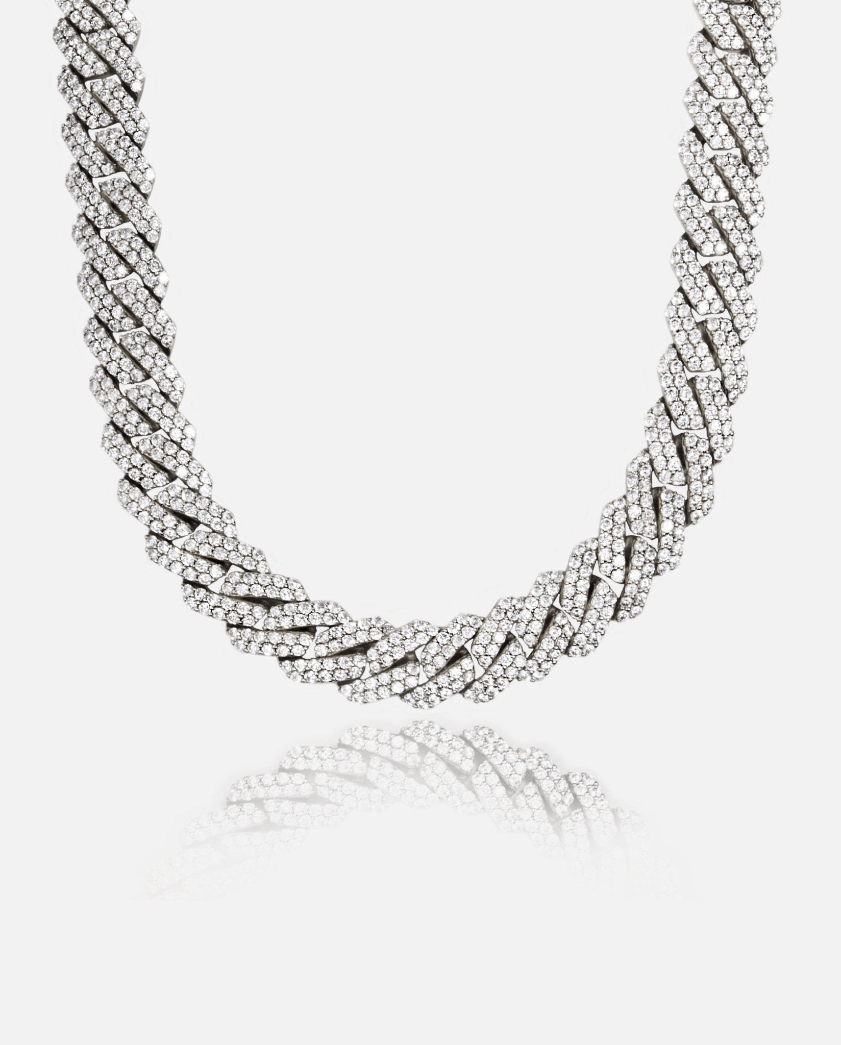 19mm Diamond Prong Link Chain - White Gold - Cernucci