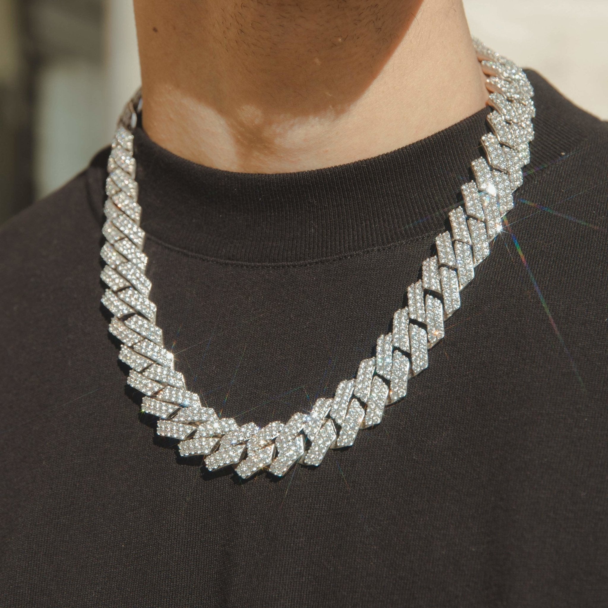 19mm Diamond Prong Link Chain - White Gold - Cernucci
