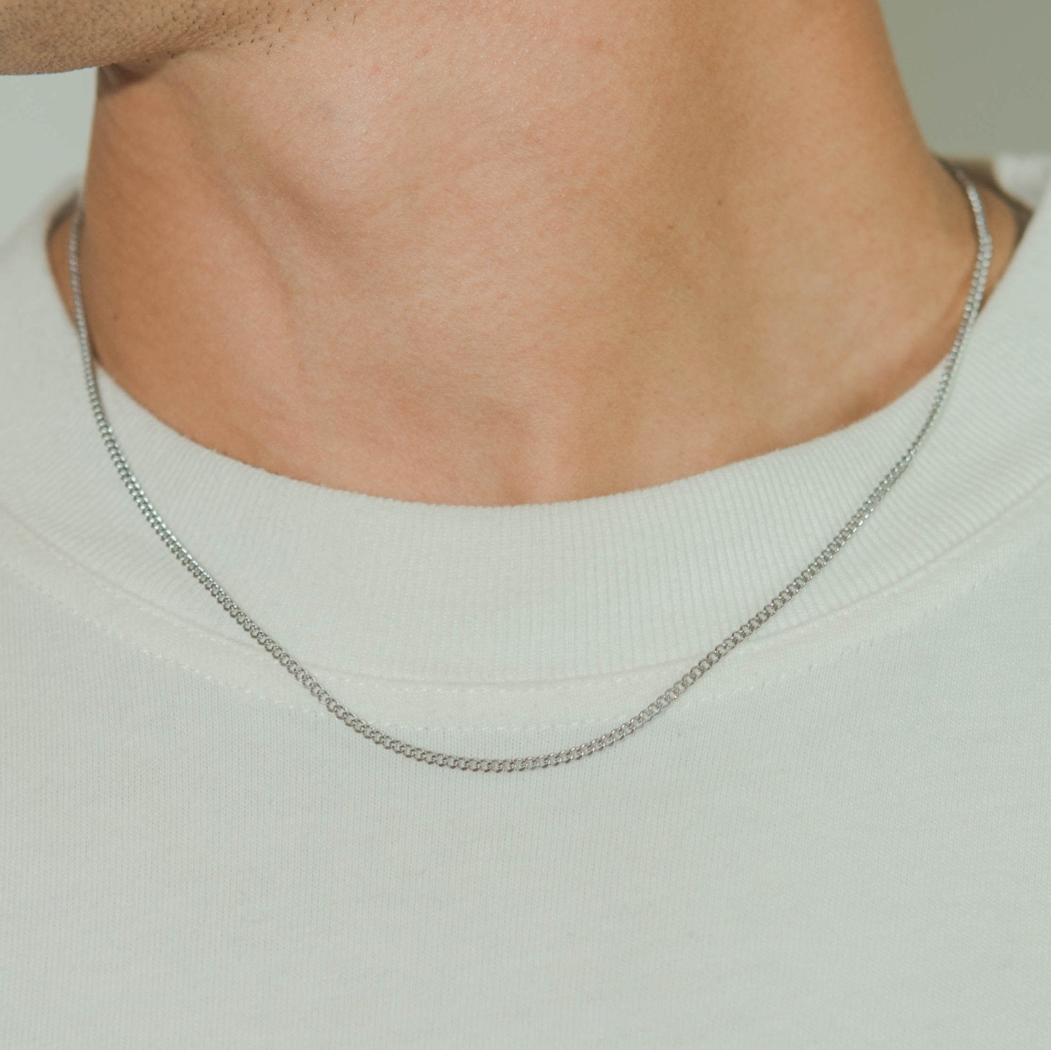 2mm Curb Chain - White Gold - Cernucci