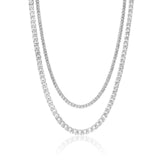 3mm + 5mm Tennis Chain Bundle - White Gold - Cernucci