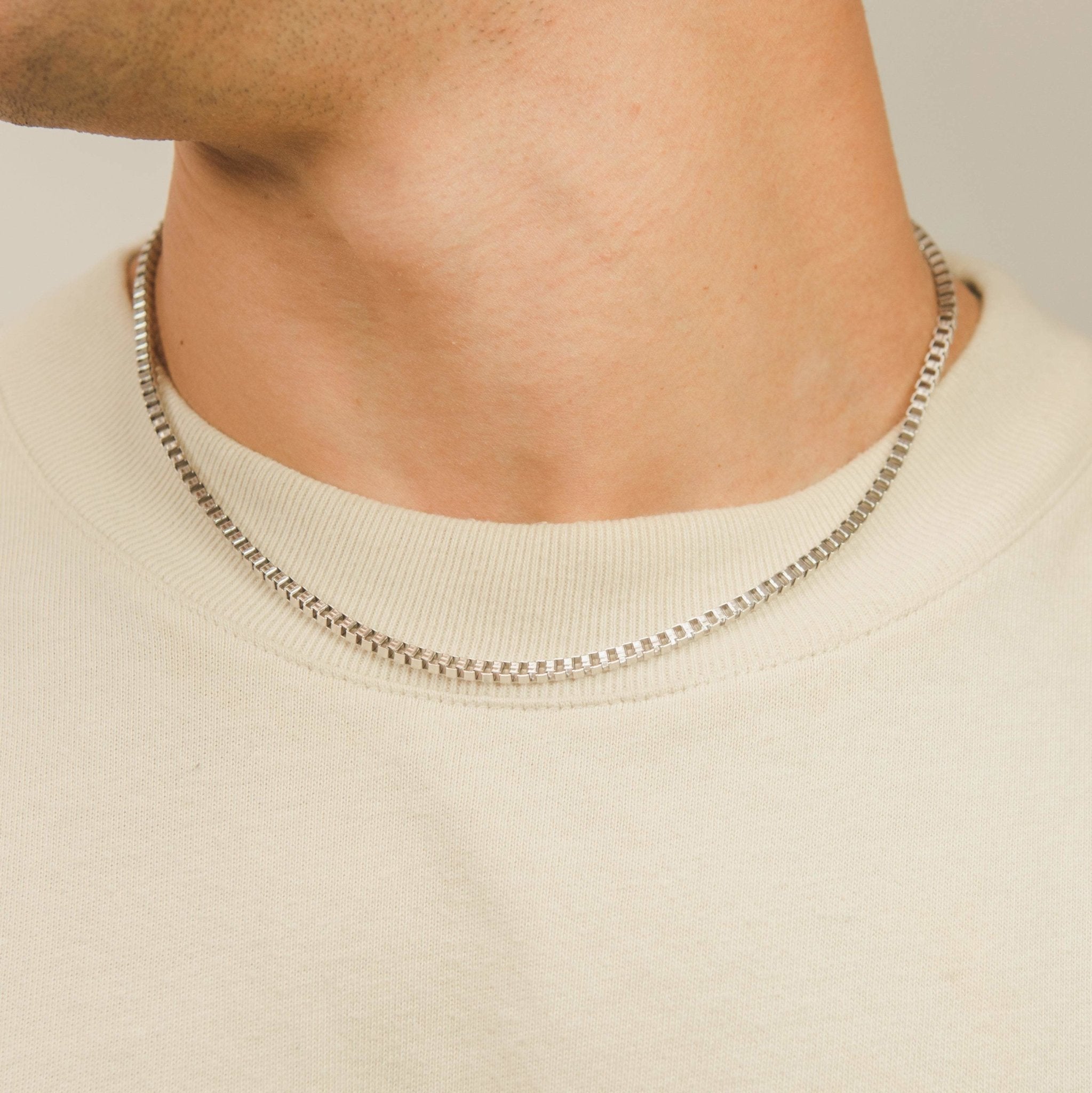 3mm Box Chain - White Gold - Cernucci