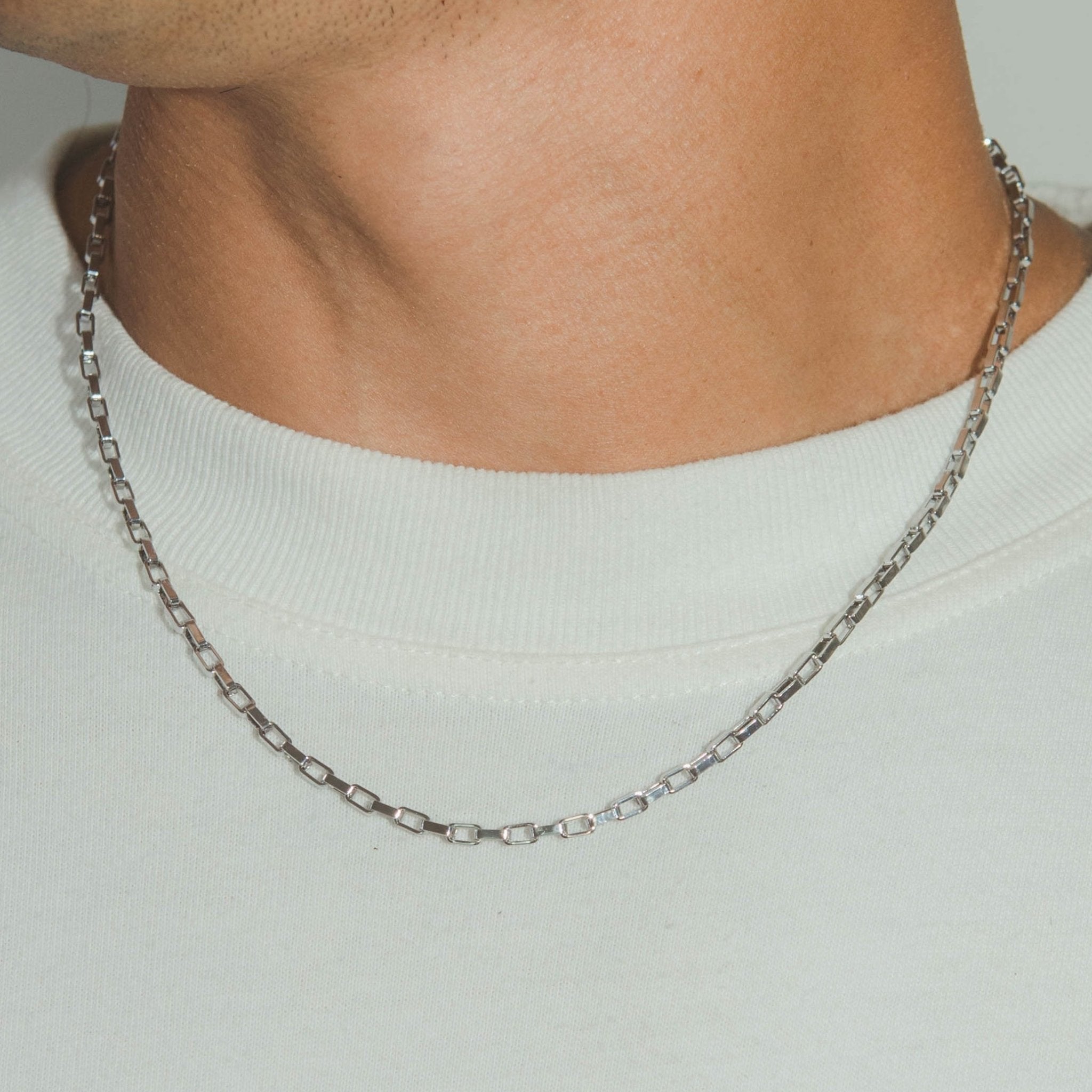 3mm Edge Chain - White Gold - Cernucci