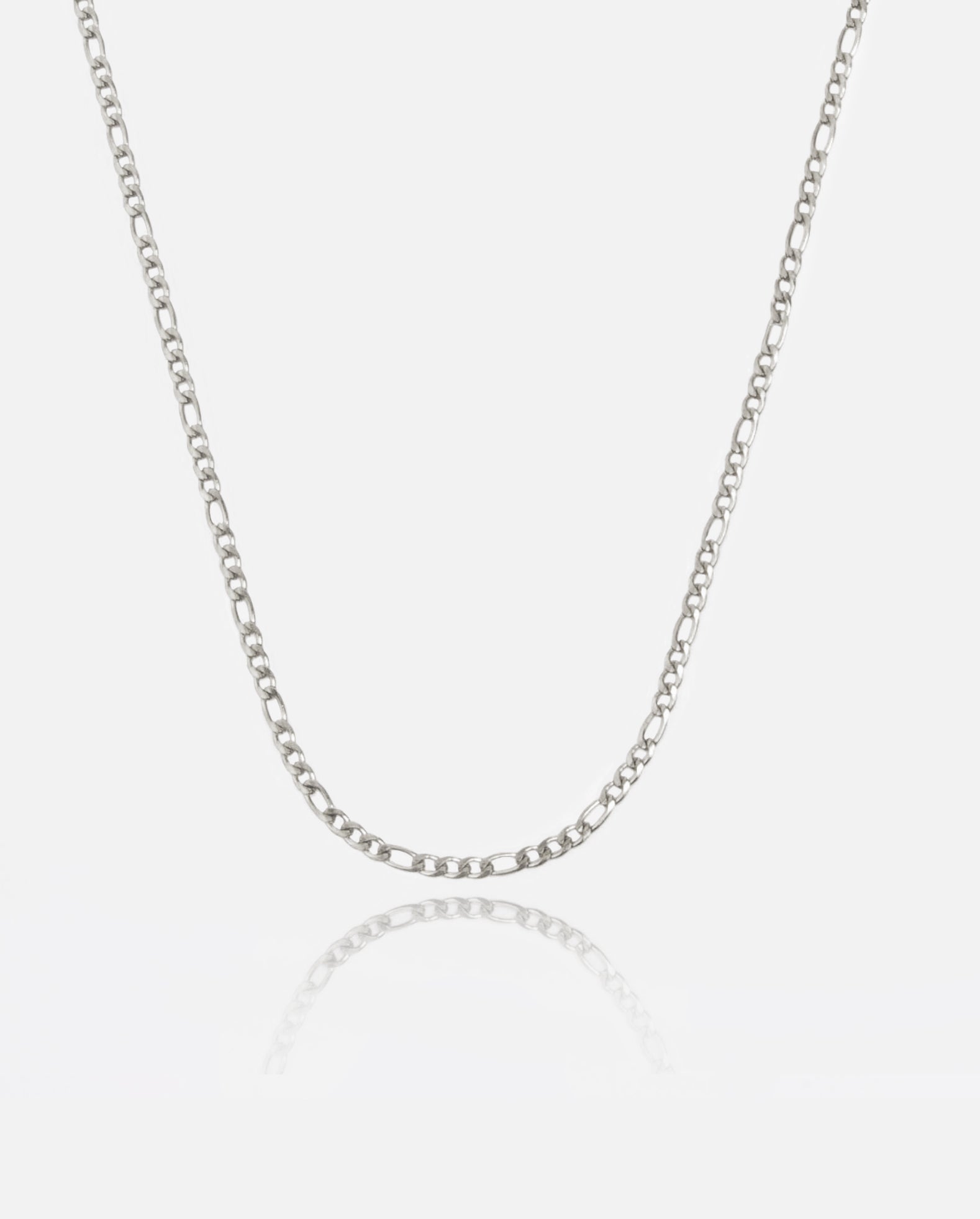 3mm Figaro Chain - White Gold - Cernucci