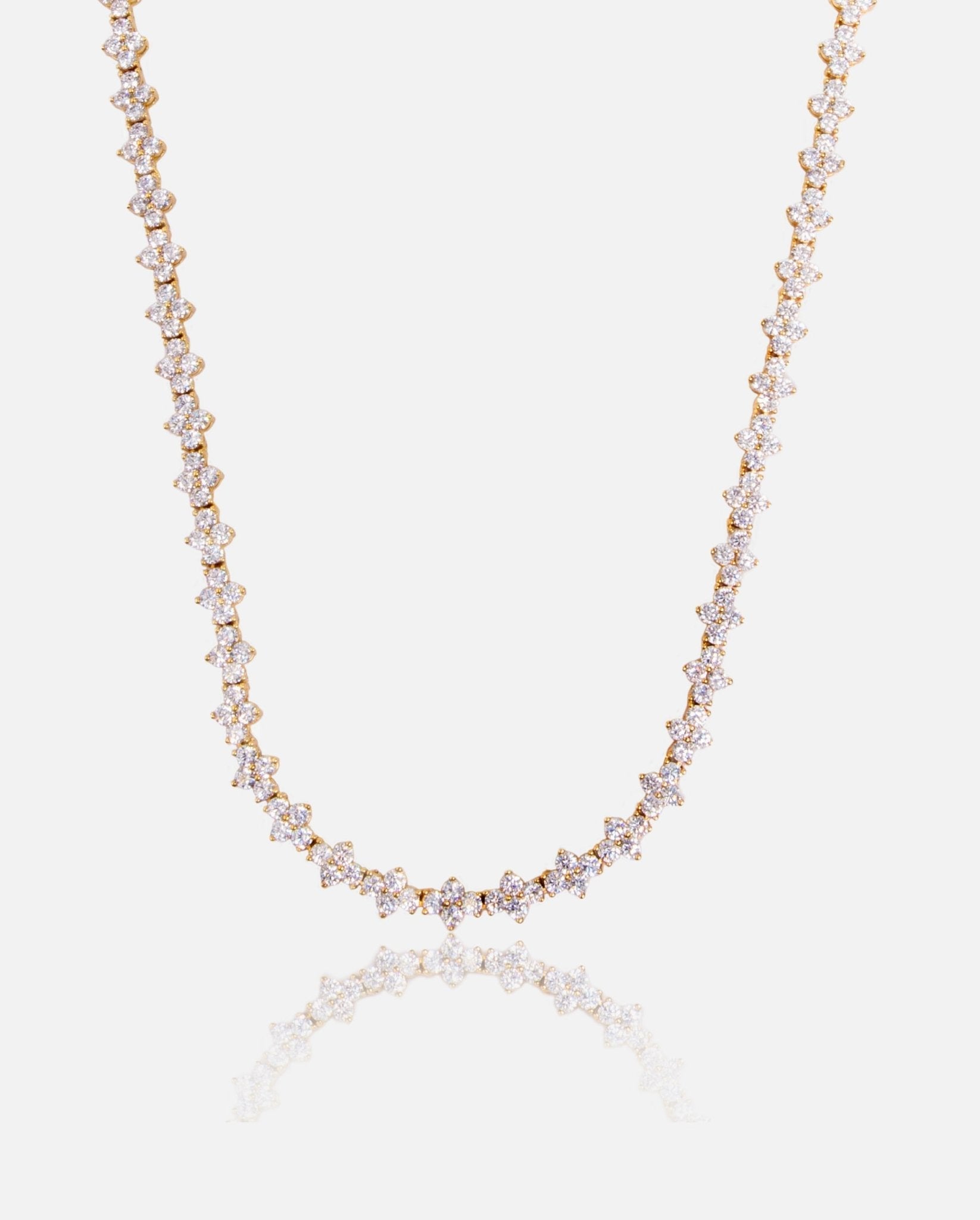 3mm Flower Tennis Necklace - Gold - Cernucci