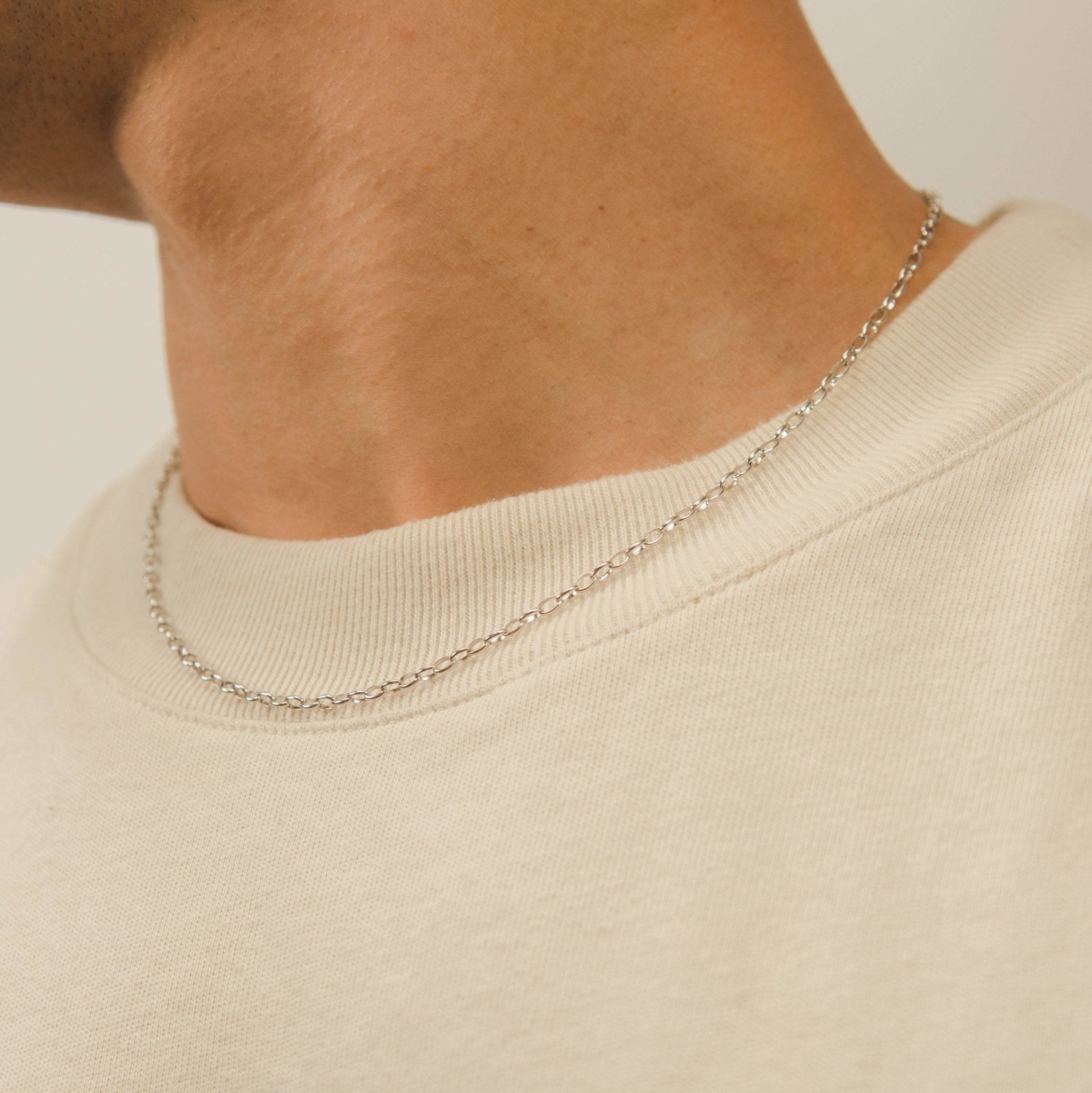 3mm Rolo Link Chain - White Gold - Cernucci