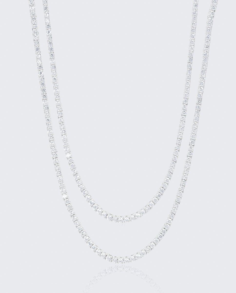 3mm Tennis Chain Bundle - White Gold - Cernucci