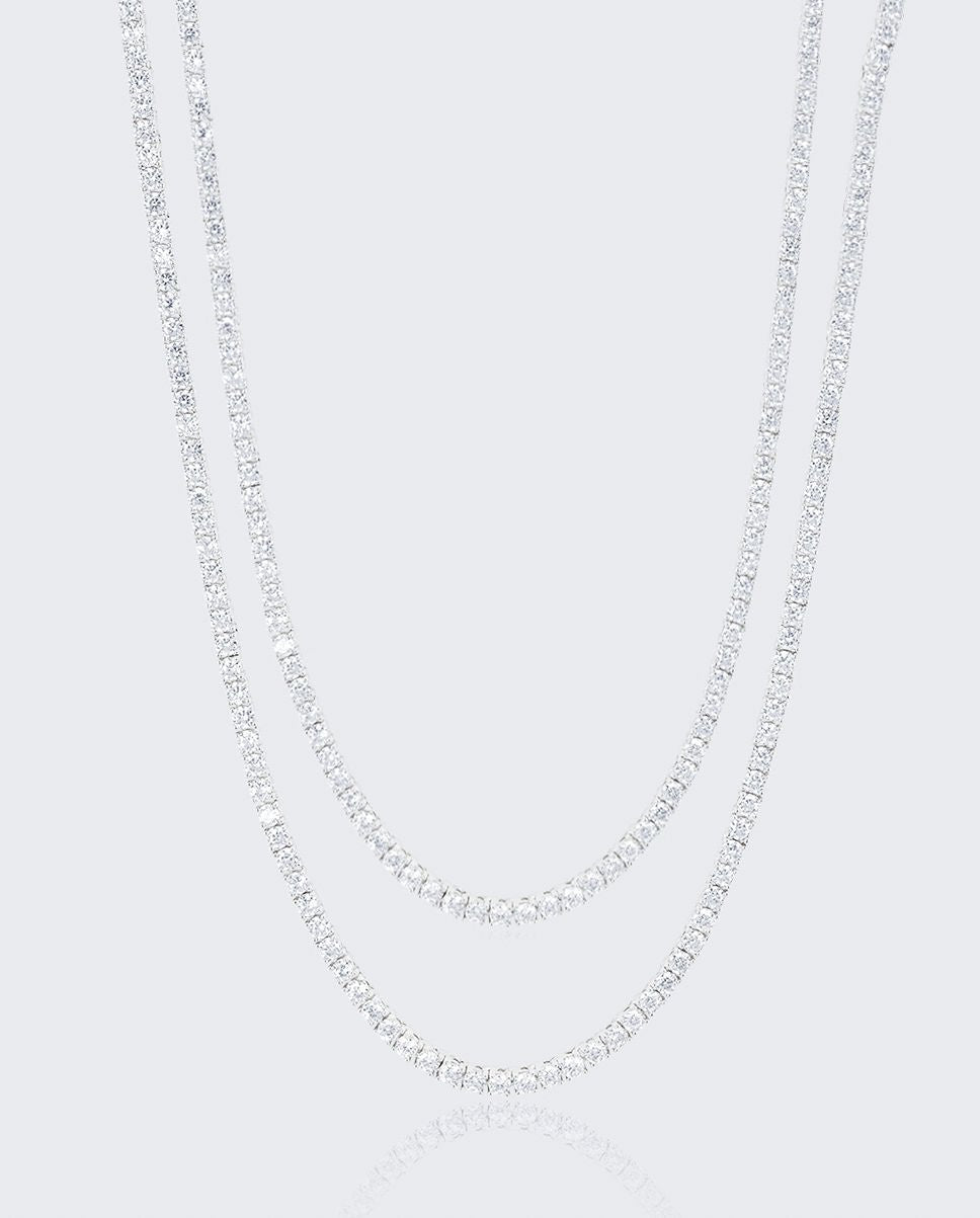 3mm Tennis Chain Bundle - White Gold - Cernucci
