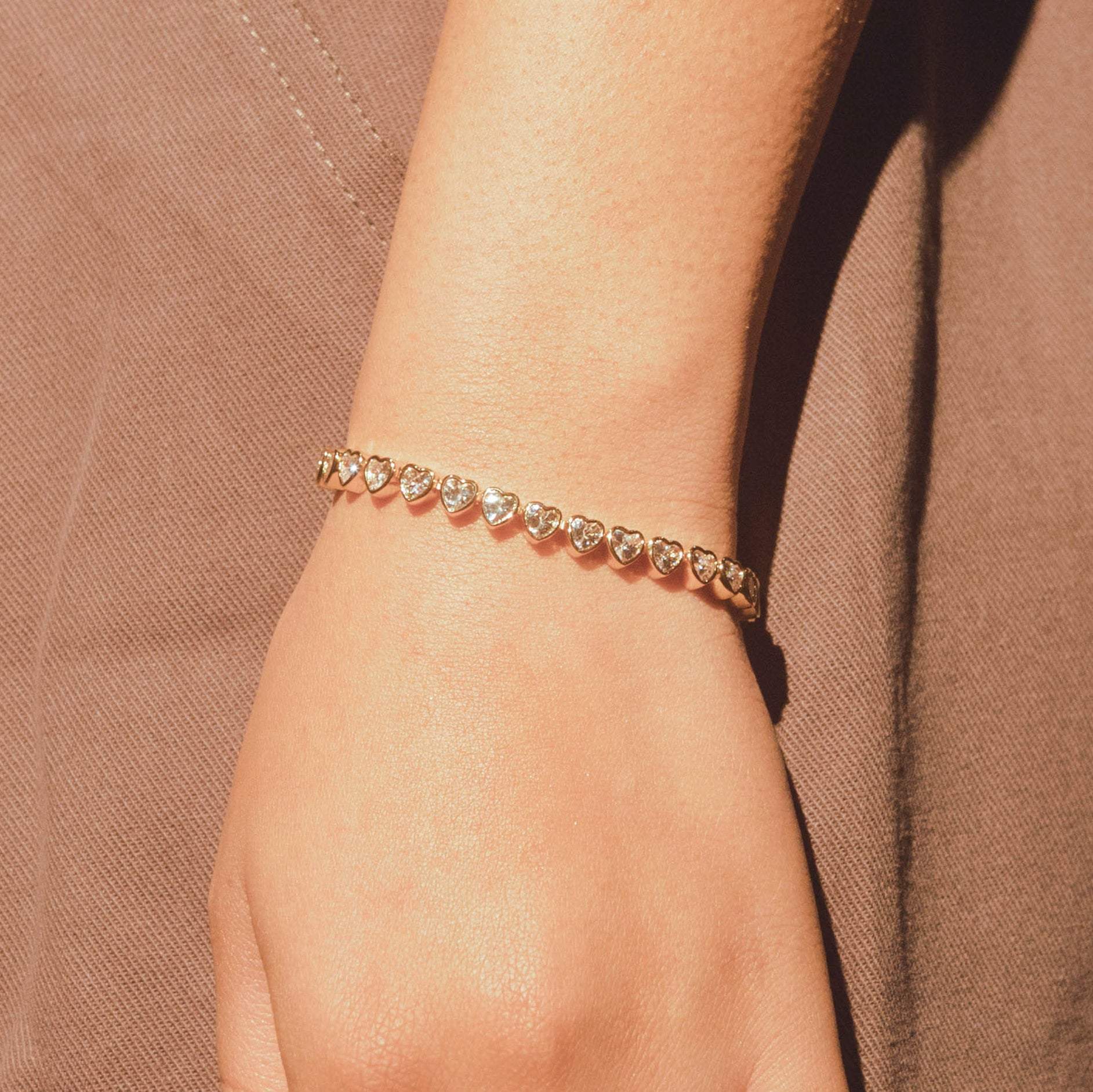 4mm Heart Bracelet - Gold - Cernucci