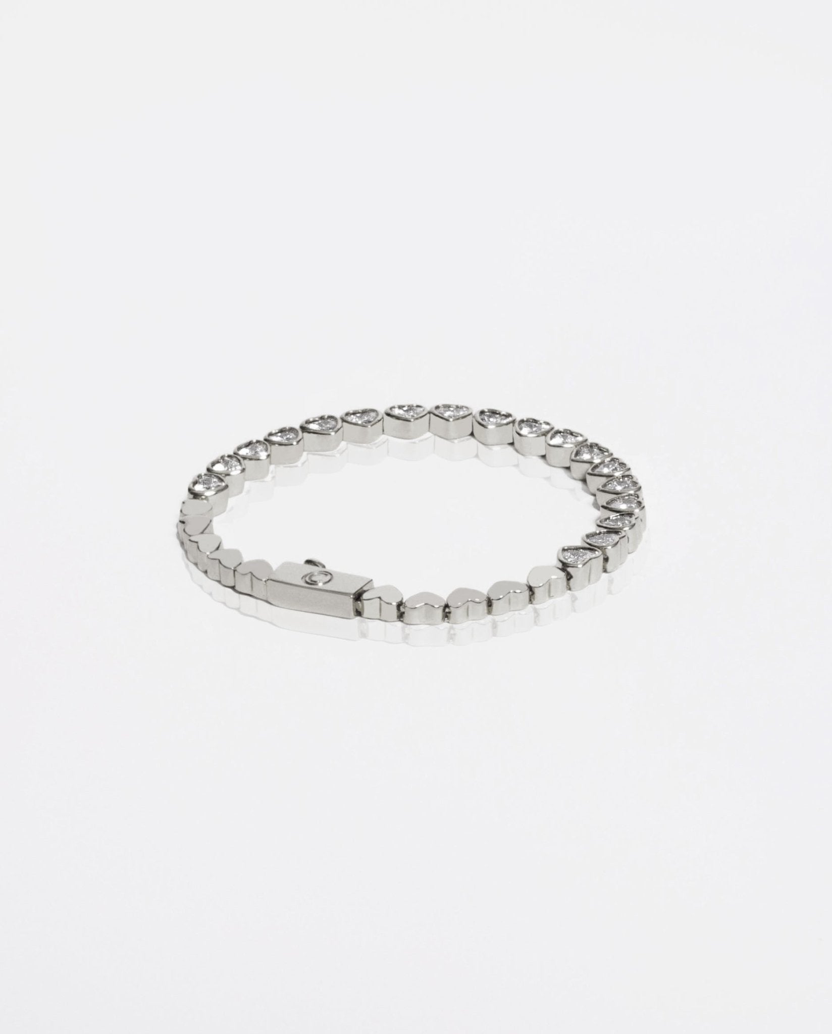 4mm Heart Bracelet - White Gold - Cernucci
