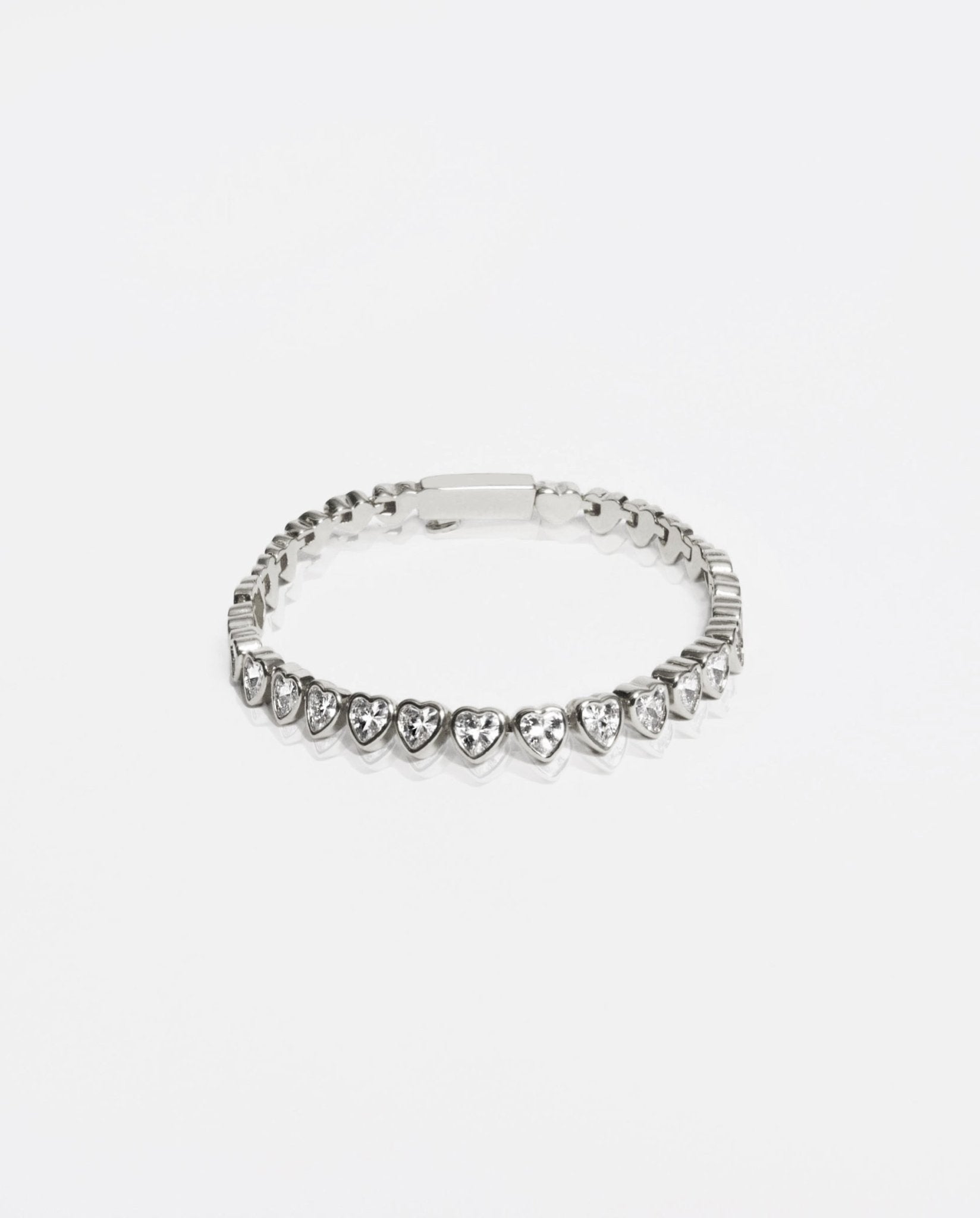 4mm Heart Bracelet - White Gold - Cernucci
