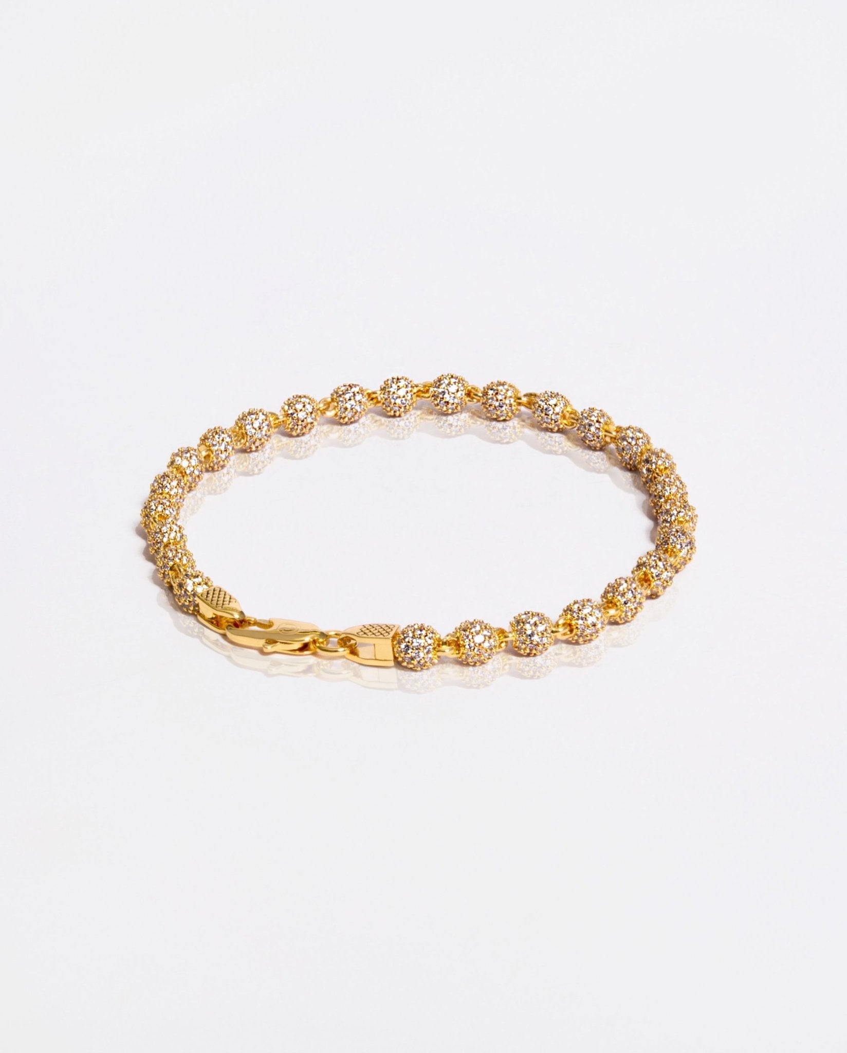 5mm Iced Ball Bracelet - Gold - Cernucci