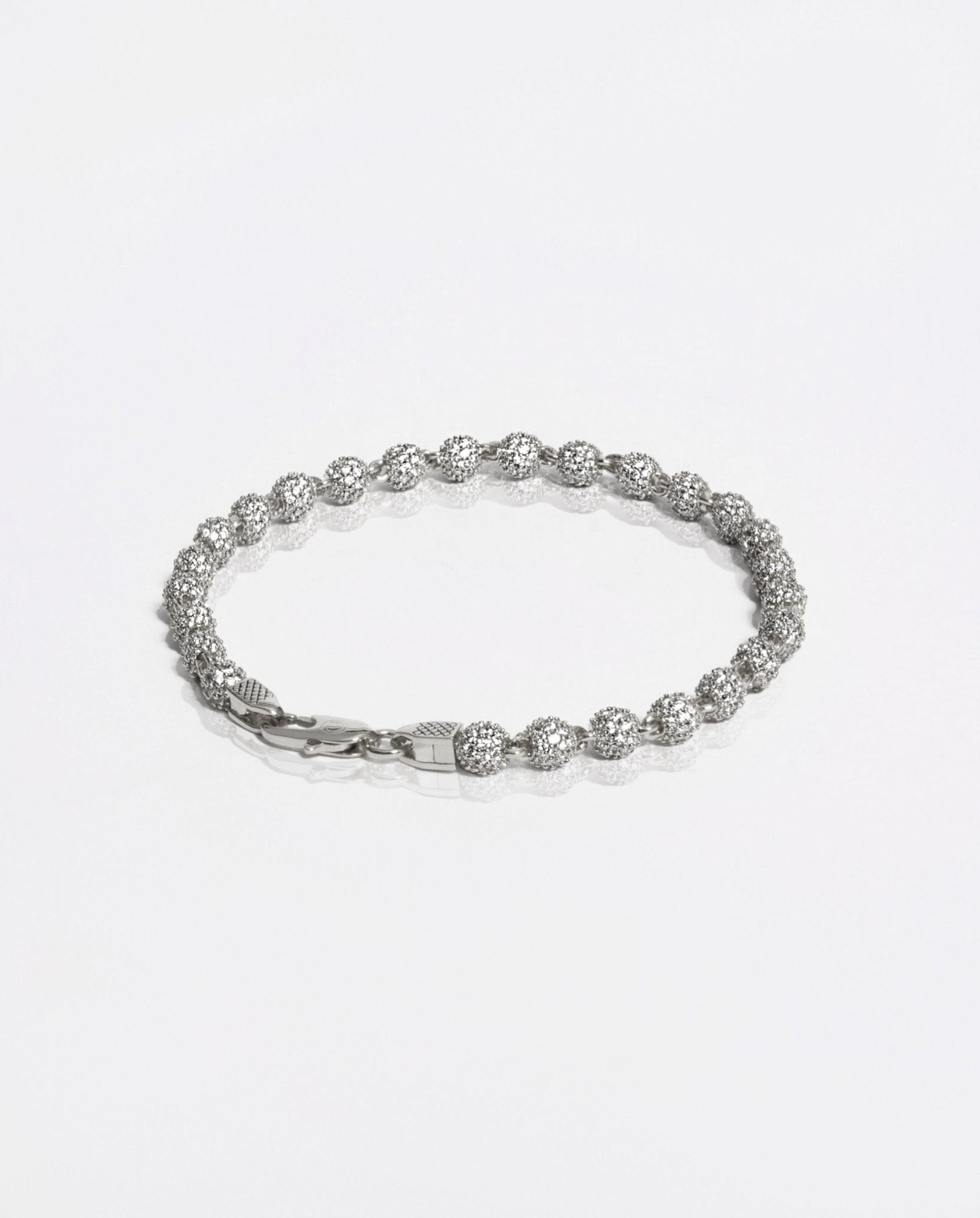 5mm Iced Ball Bracelet - White Gold - Cernucci