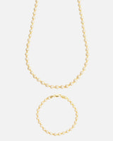 5mm Iced Ball Chain + Bracelet Bundle - Gold - Cernucci