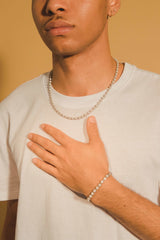 5mm Iced Ball Chain + Bracelet Bundle - White Gold - Cernucci