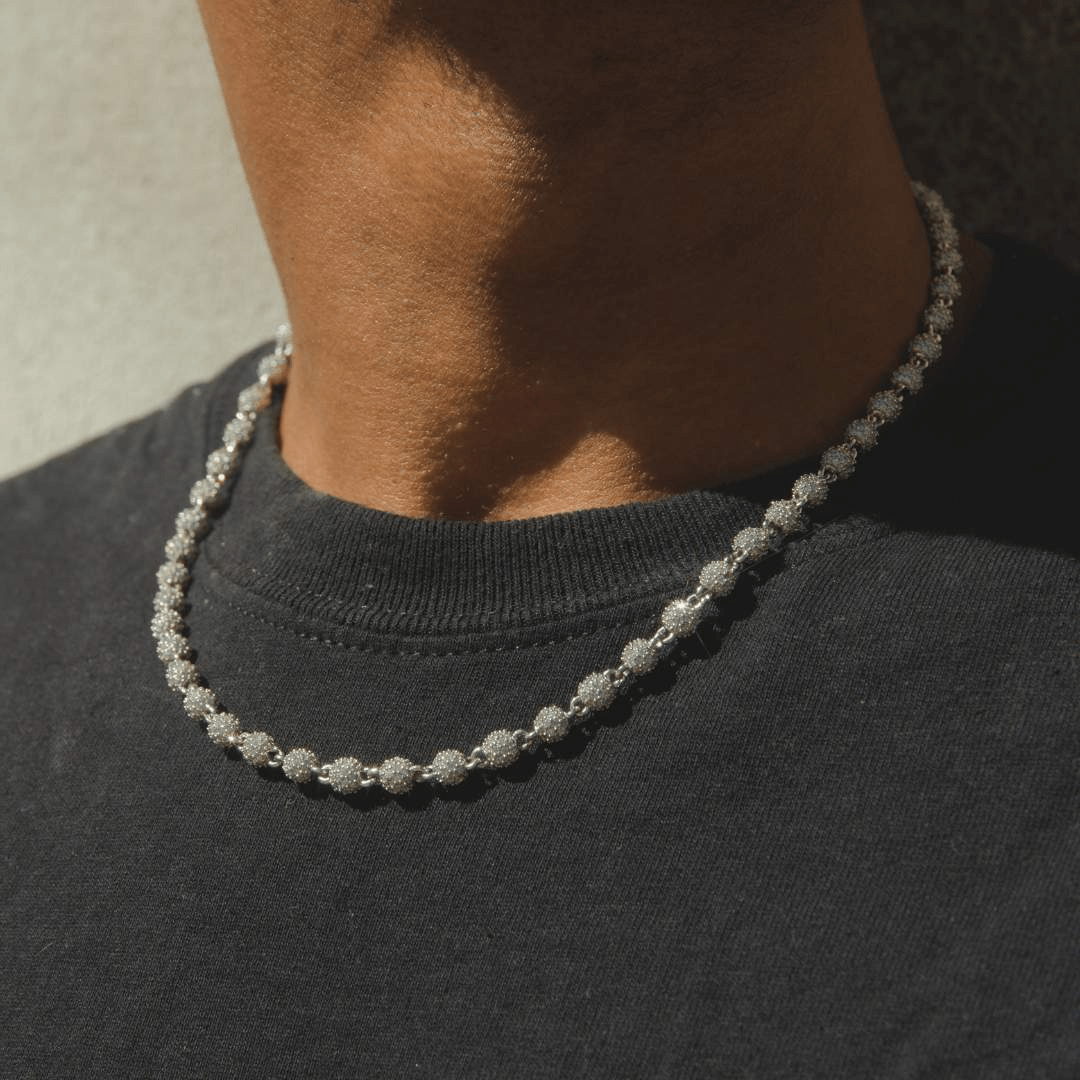 5mm Iced Ball Chain - White Gold - Cernucci