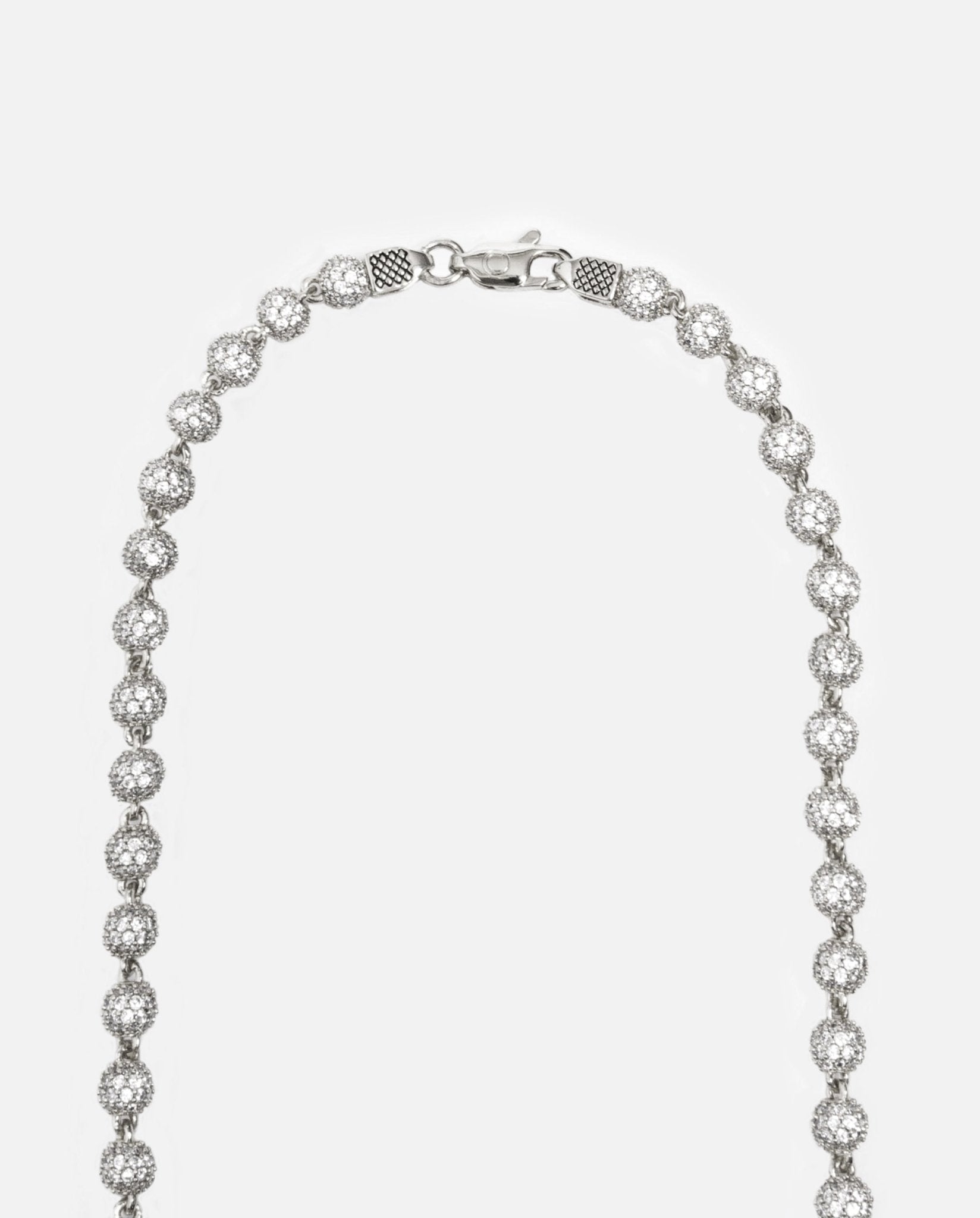 5mm Iced Ball Chain - White Gold - Cernucci