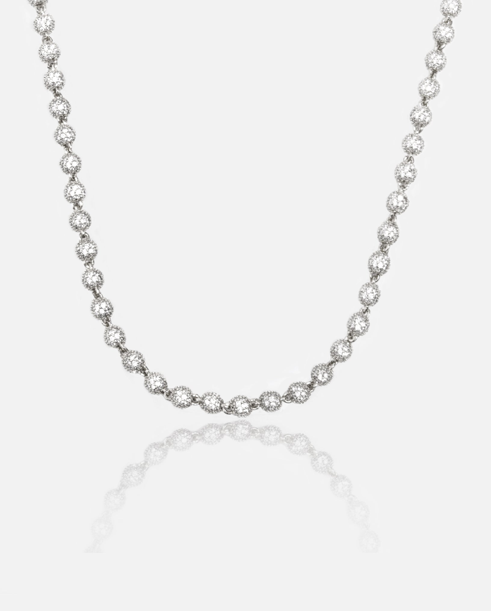 5mm Iced Ball Chain - White Gold - Cernucci