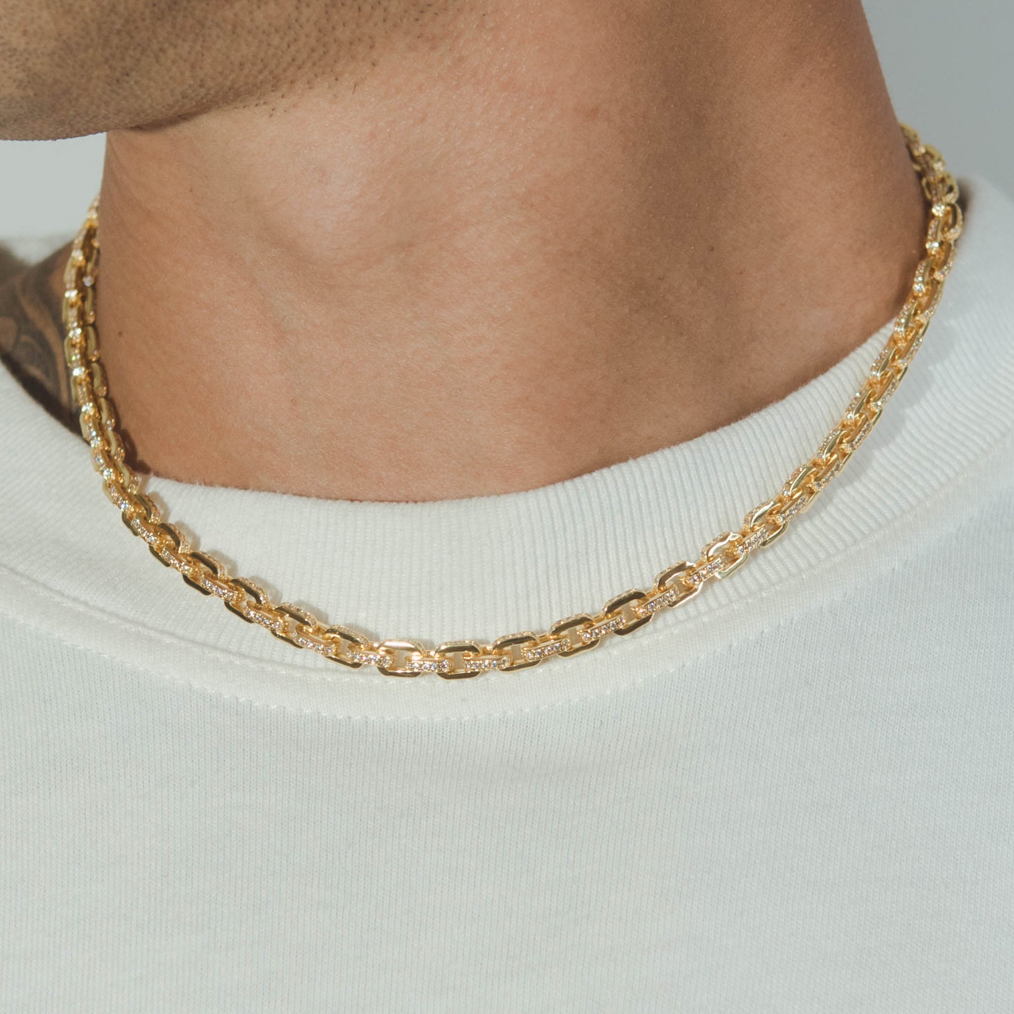 5mm Iced Box Chain - Gold - Cernucci