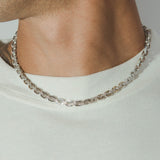 5mm Iced Box Chain - White Gold - Cernucci