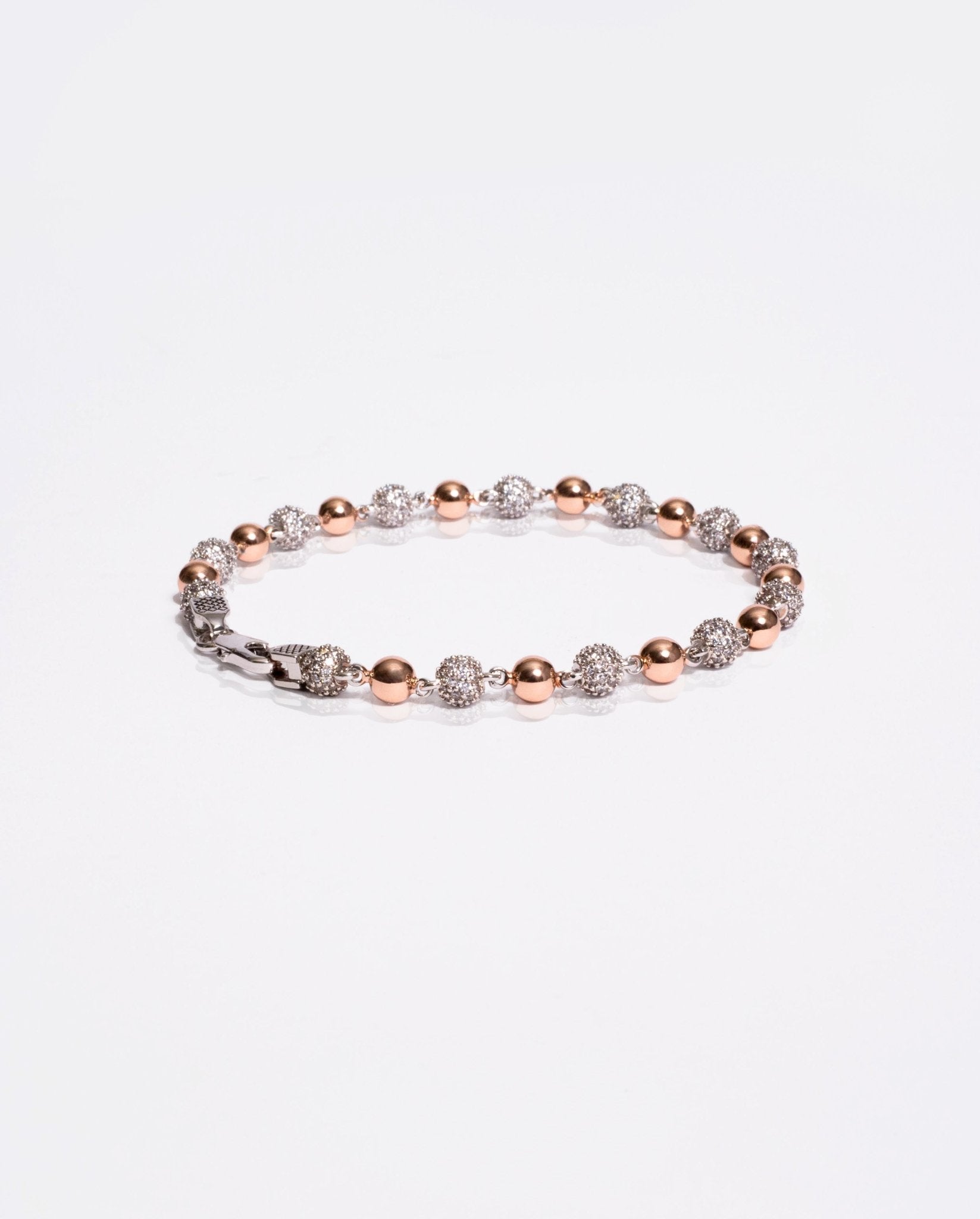 5mm Iced & Plain Ball Bracelet - 2 Tone - Cernucci
