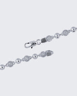5mm Iced & Plain Ball Chain - White Gold - Cernucci