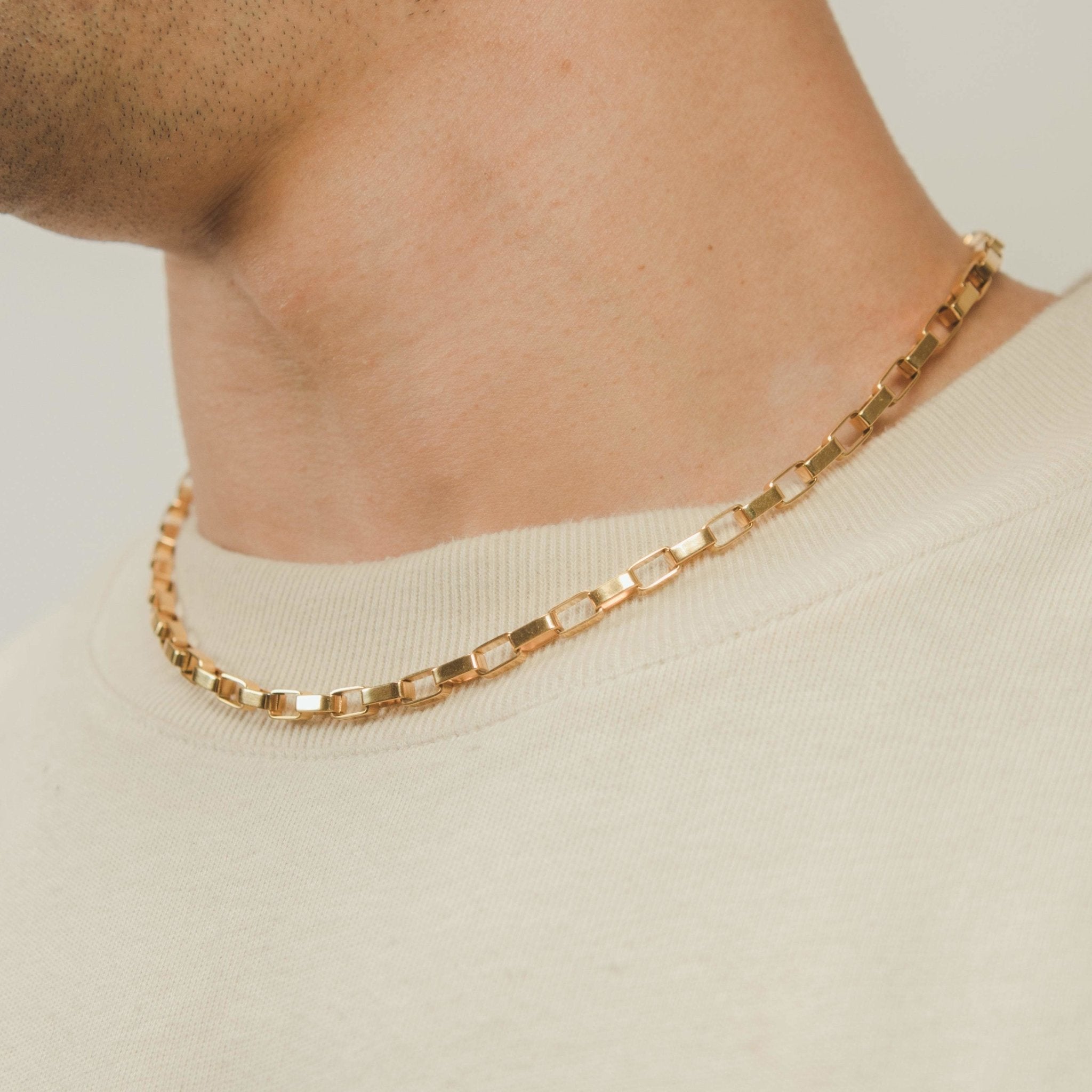 5mm Long Box Chain - Gold - Cernucci