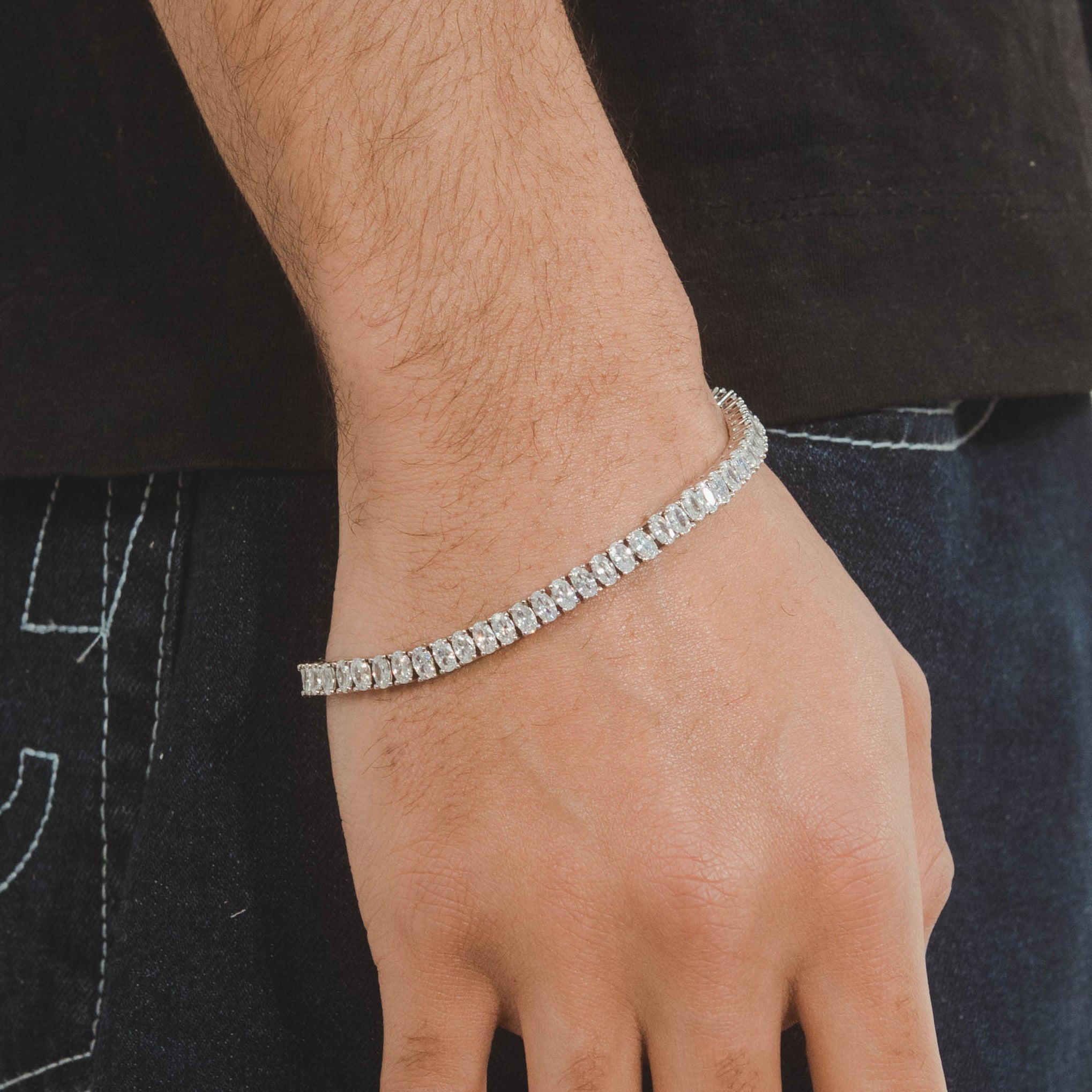 5mm Oval Tennis Bracelet - White Gold - Cernucci