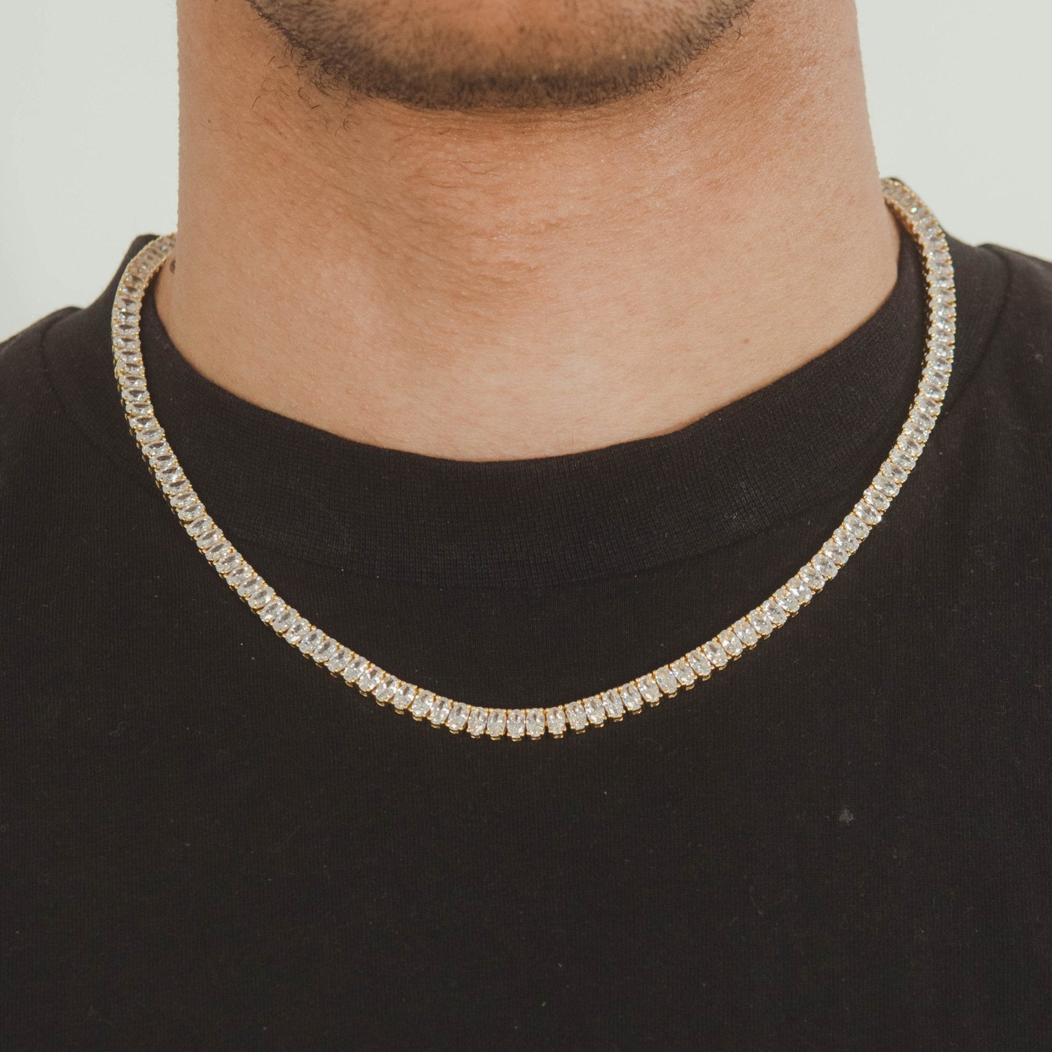 5mm Oval Tennis Chain - Gold - Cernucci