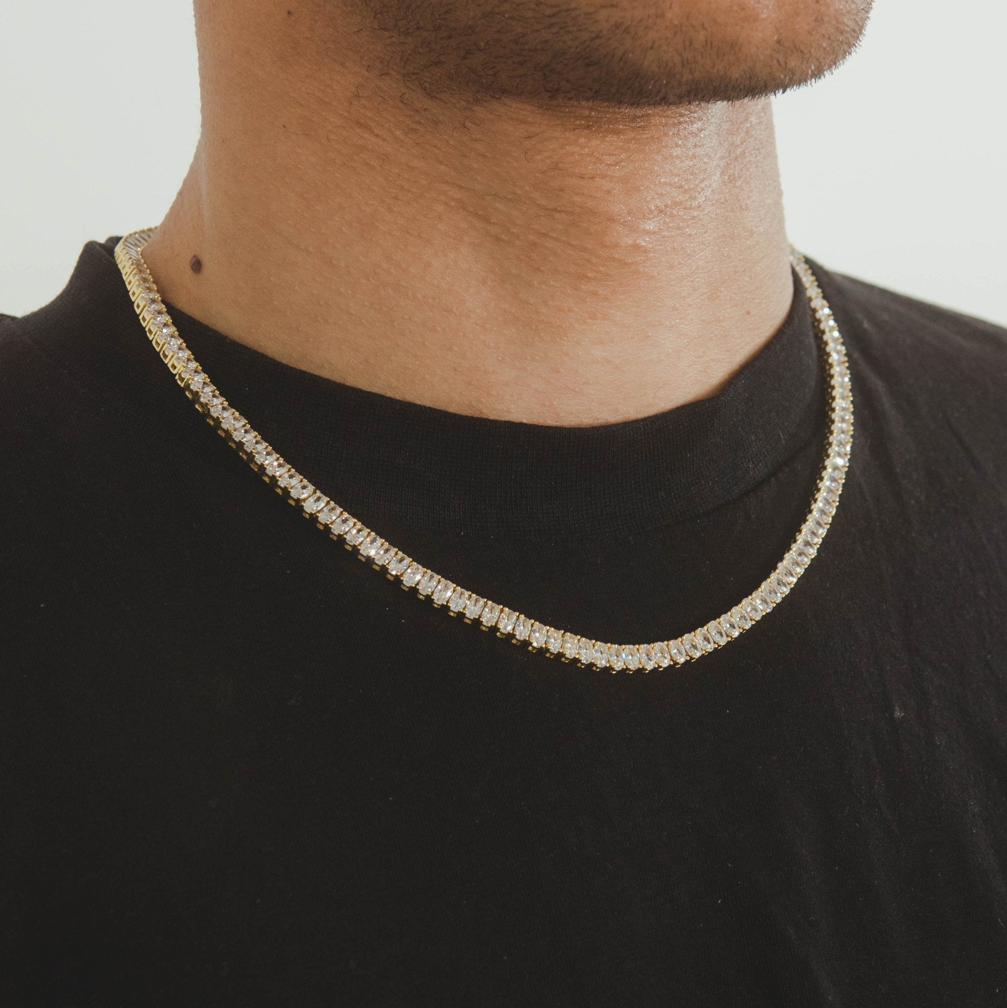 5mm Oval Tennis Chain - Gold - Cernucci