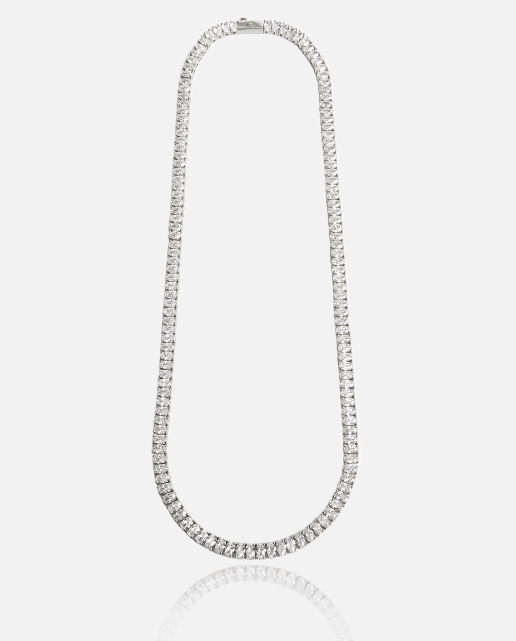 5mm Oval Tennis Chain - White Gold - Cernucci